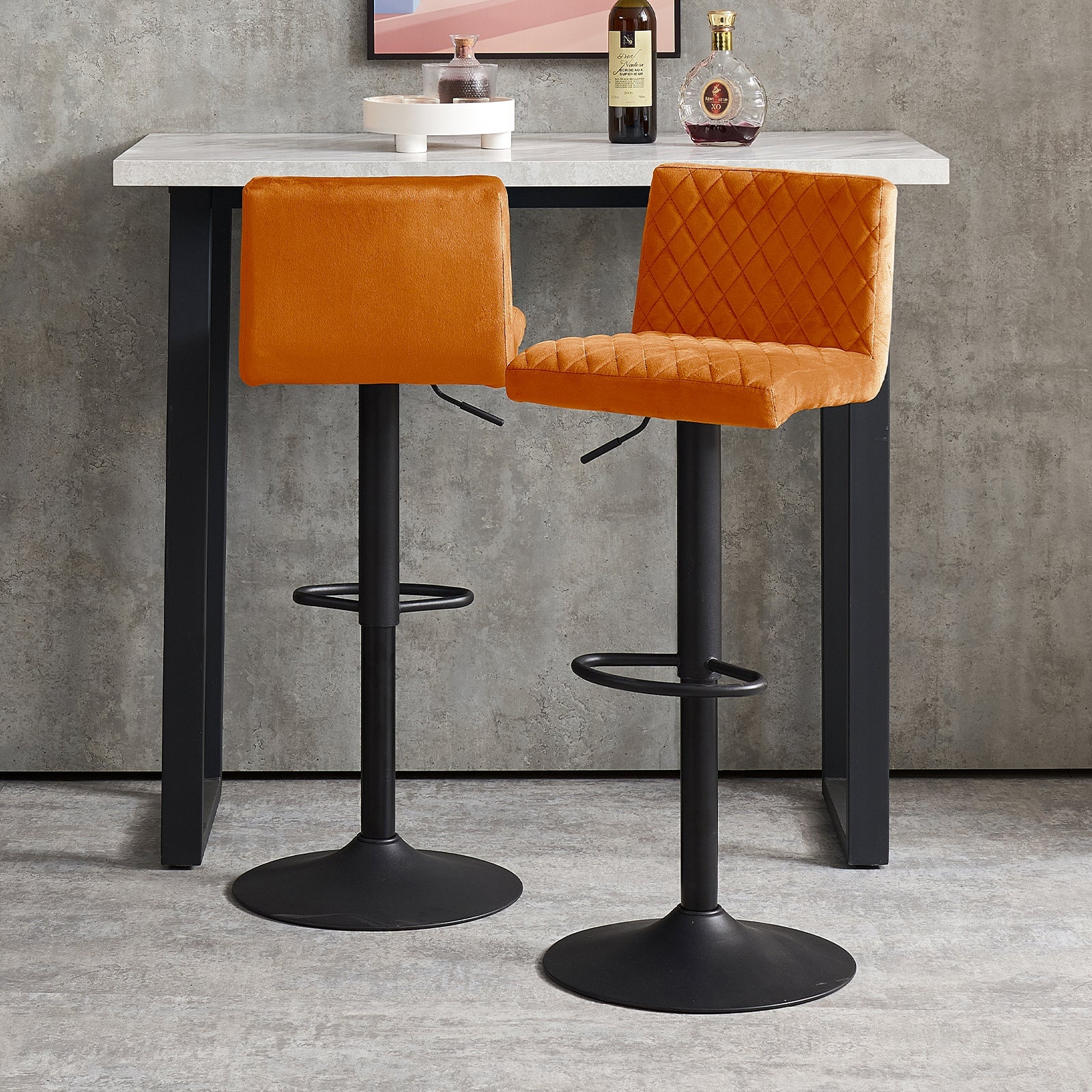 Ainpecca-Official Store Ainpecca Velvet Bar Stools Set of 2 with Diamo