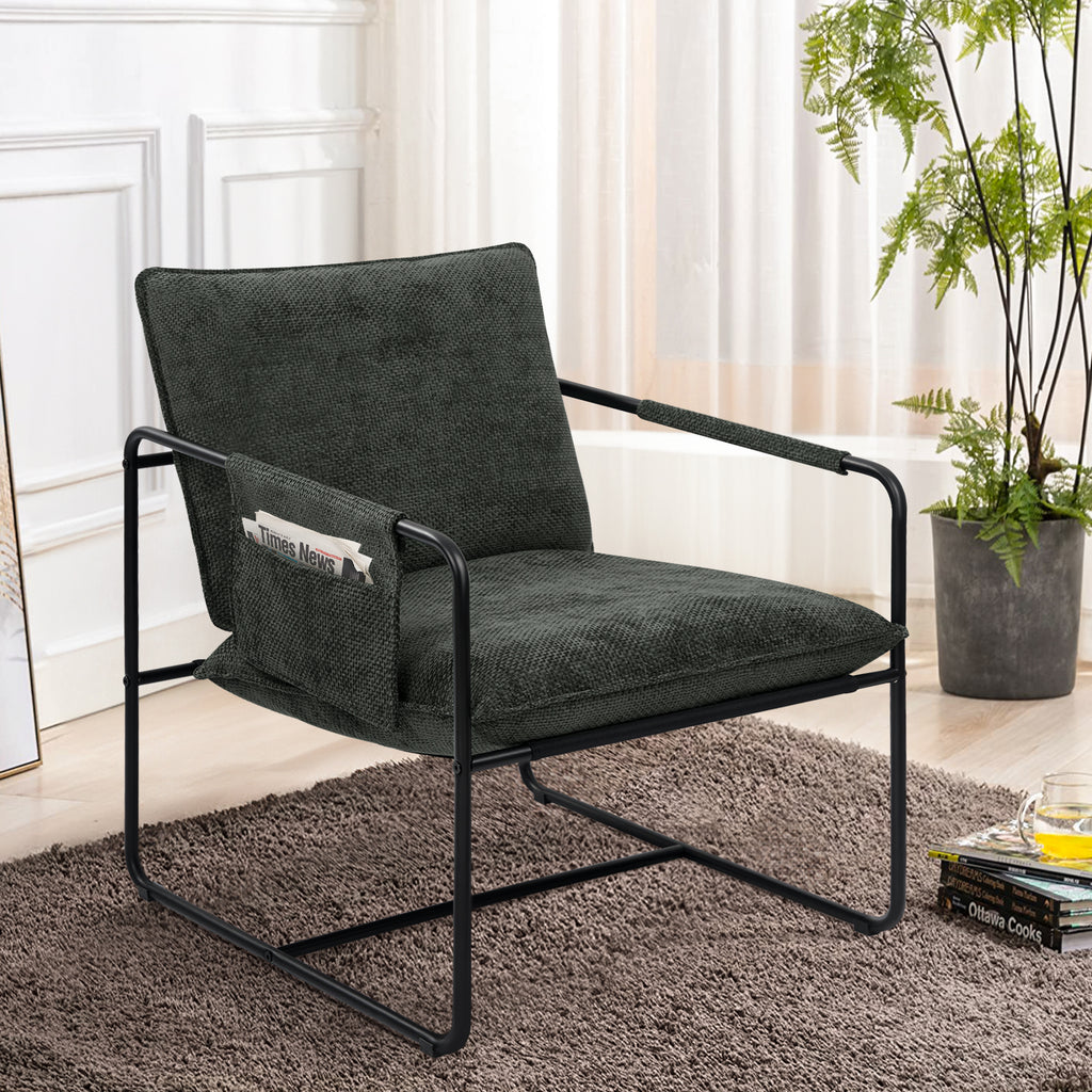 Hawsaiy Dark Gray Upholstered Accent Chair with Metal Frame