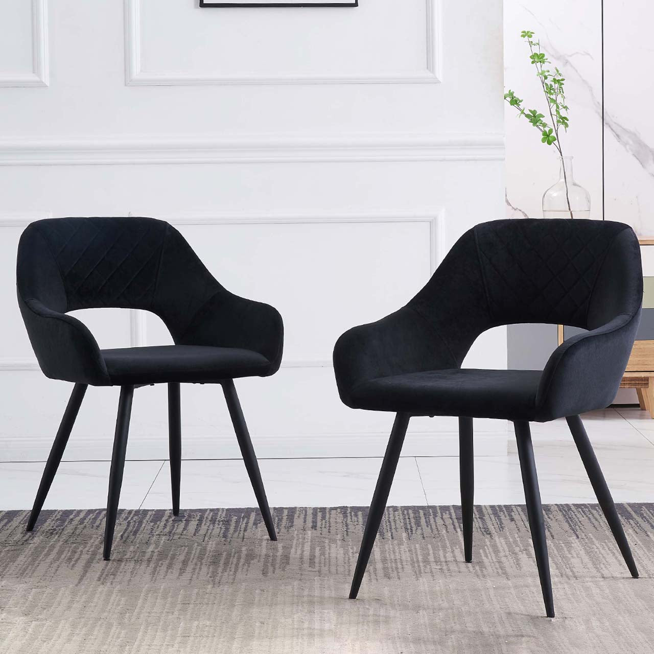 Ainpecca-Official Store Ainpecca Velvet Padded Dining Chairs Set of 2/