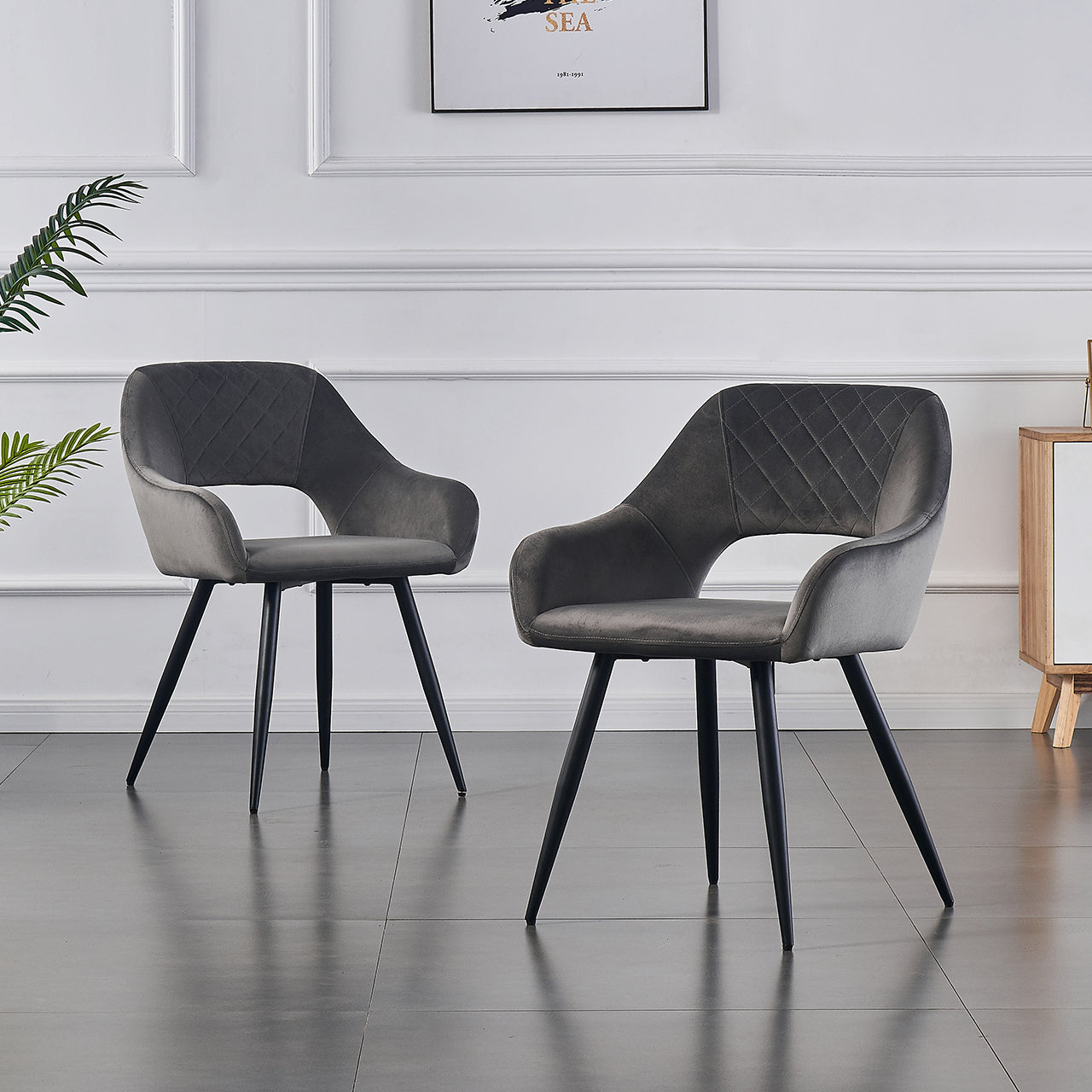 Ainpecca-Official Store Ainpecca Velvet Padded Dining Chairs Set of 2/