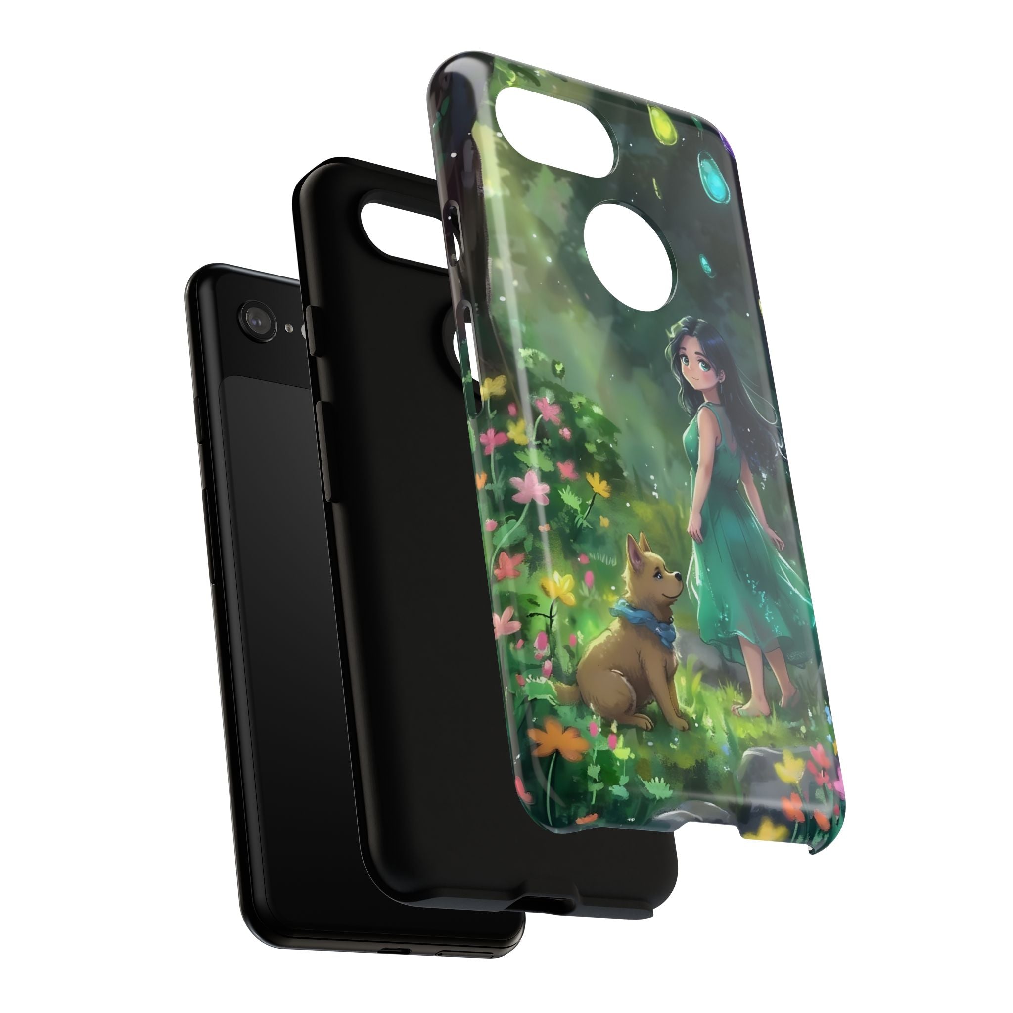 Whimsical Phone Case with Nature and Dog Artwork