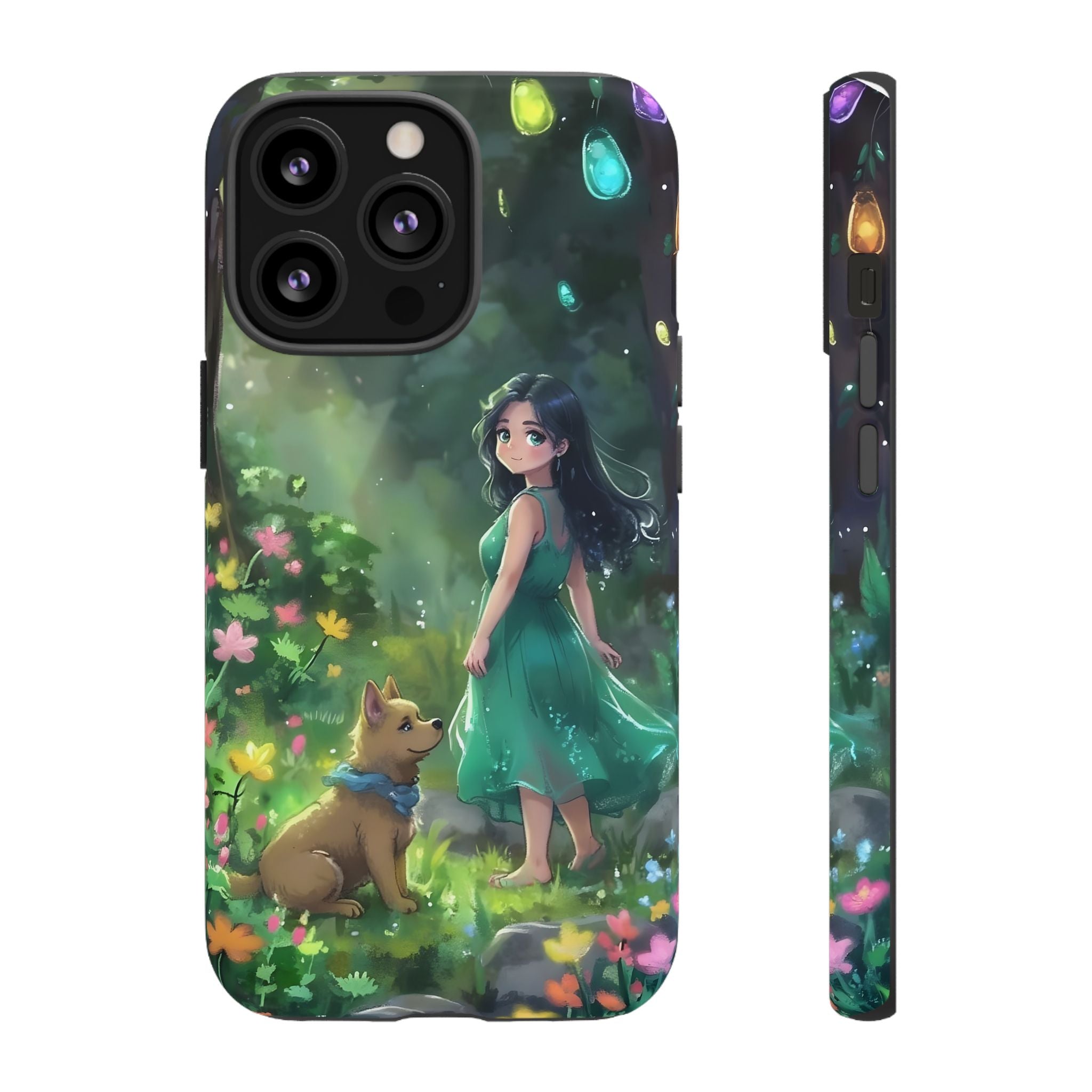 Whimsical Phone Case with Nature and Dog Artwork