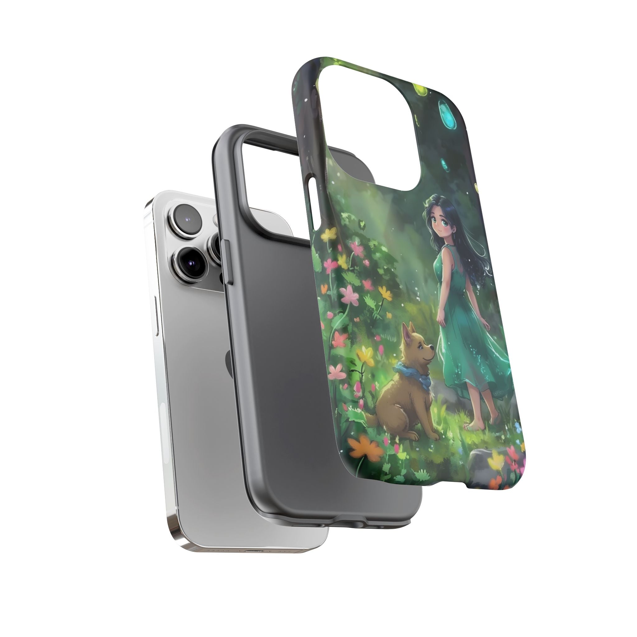 Whimsical Phone Case with Nature and Dog Artwork