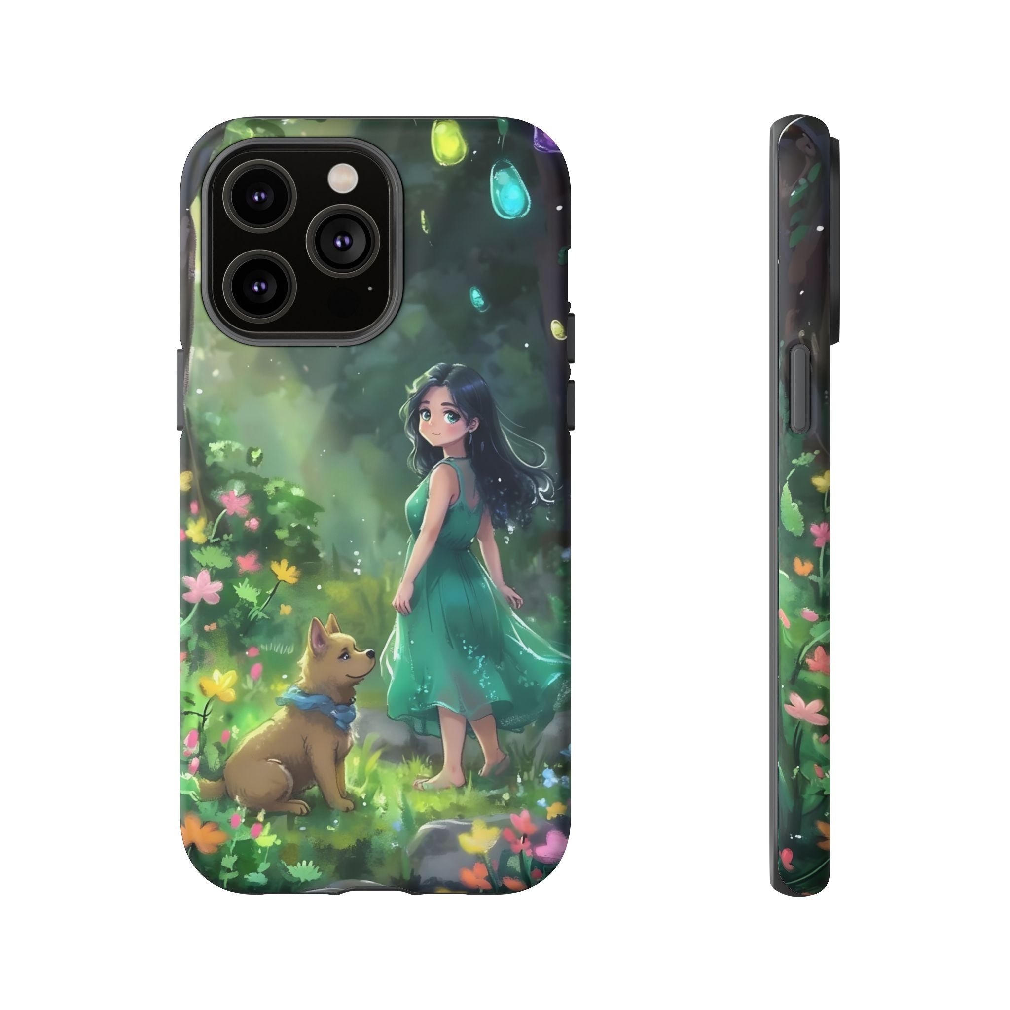 Whimsical Phone Case with Nature and Dog Artwork