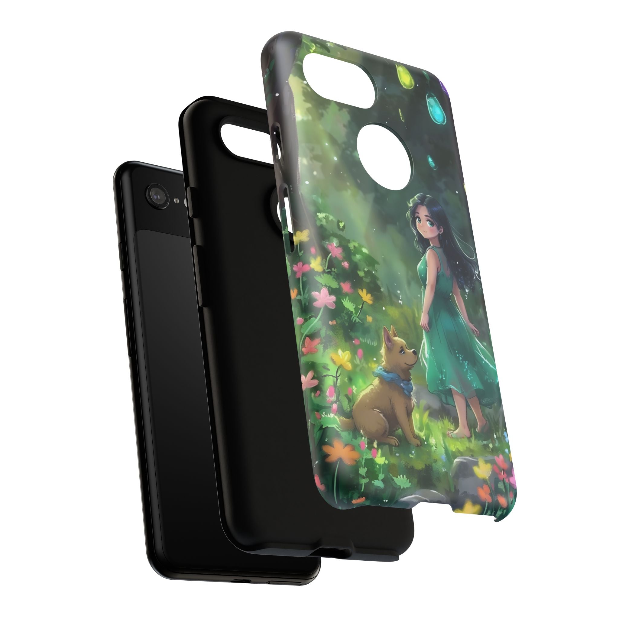 Whimsical Phone Case with Nature and Dog Artwork