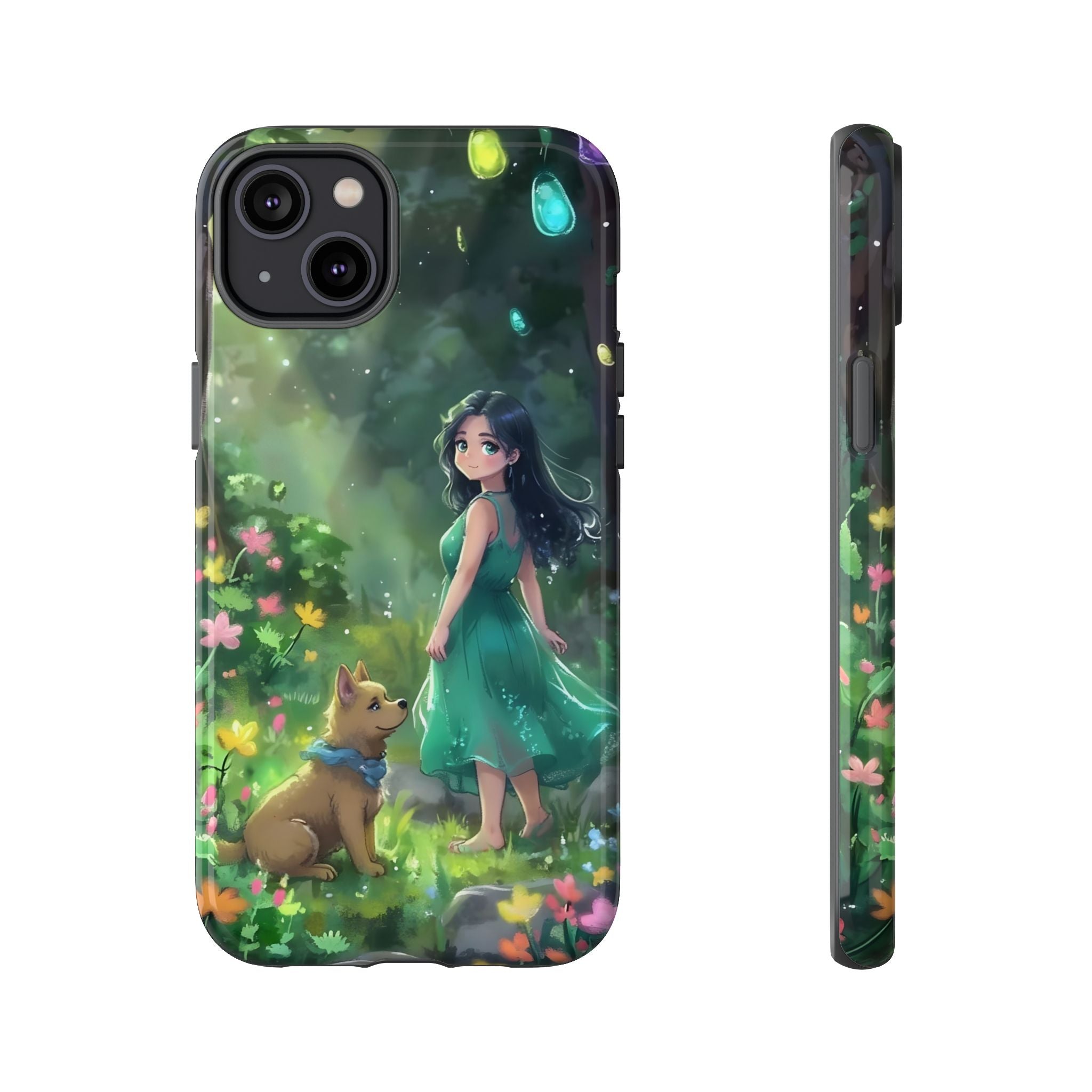 Whimsical Phone Case with Nature and Dog Artwork
