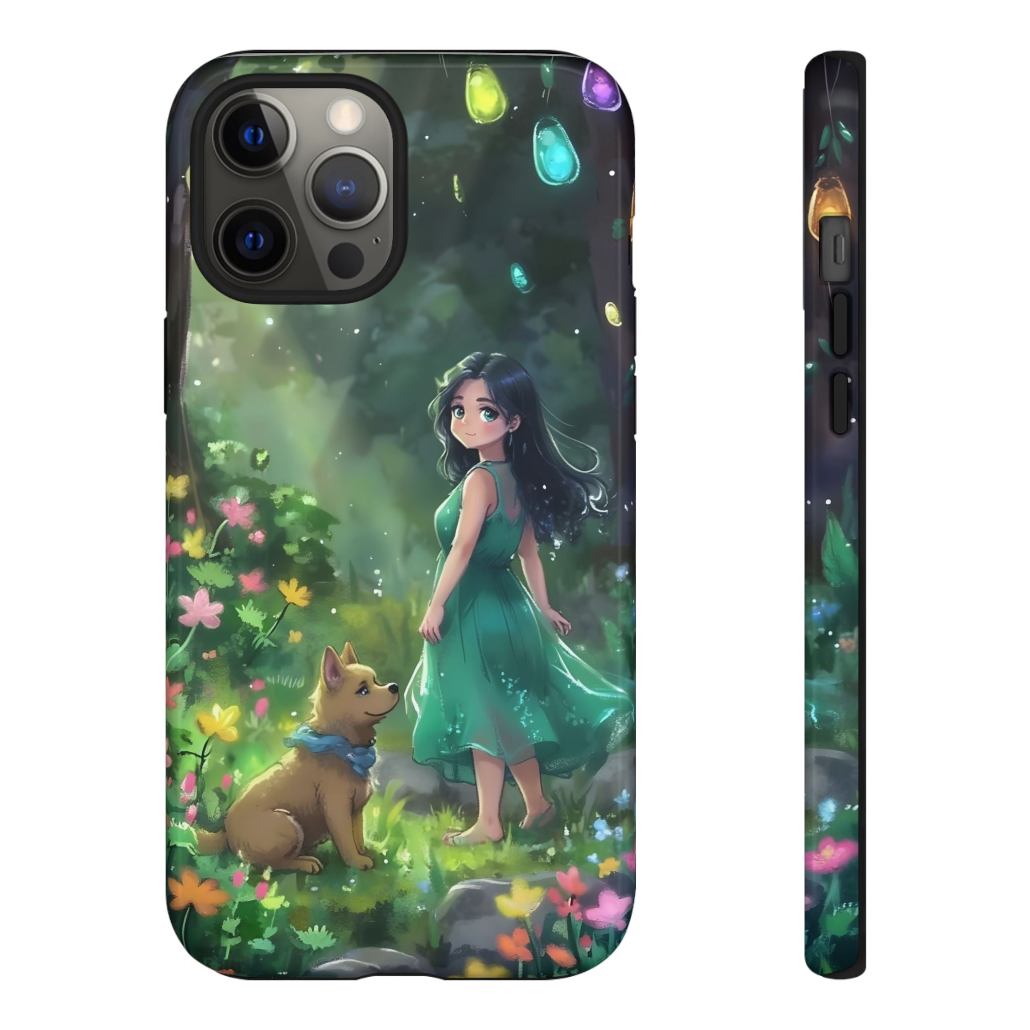 Whimsical Phone Case with Nature and Dog Artwork