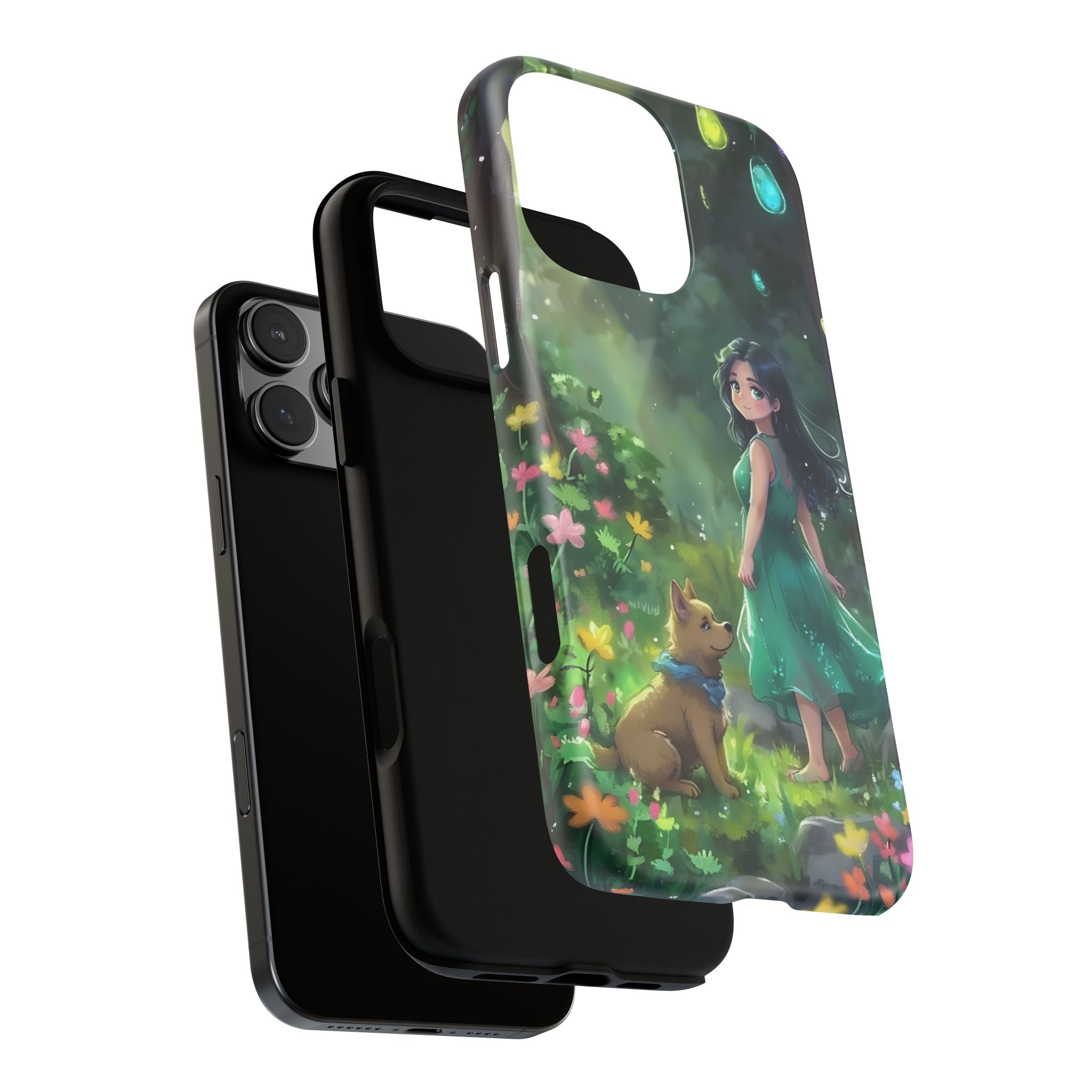 Whimsical Phone Case with Nature and Dog Artwork