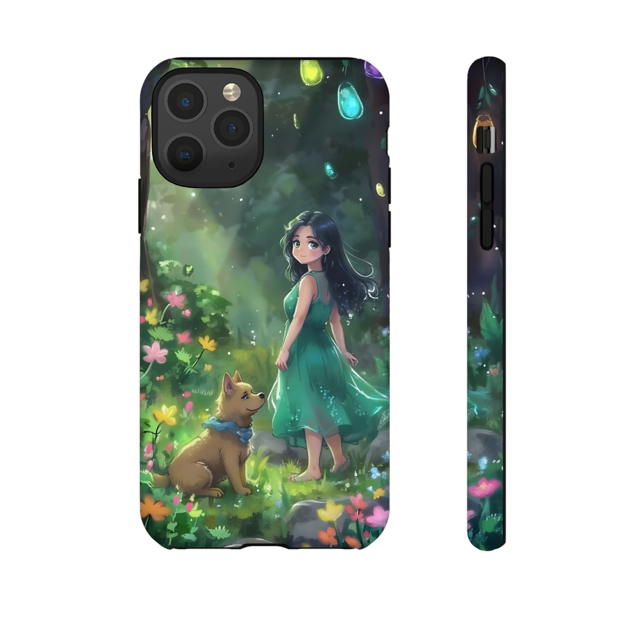 Whimsical Phone Case with Nature and Dog Artwork
