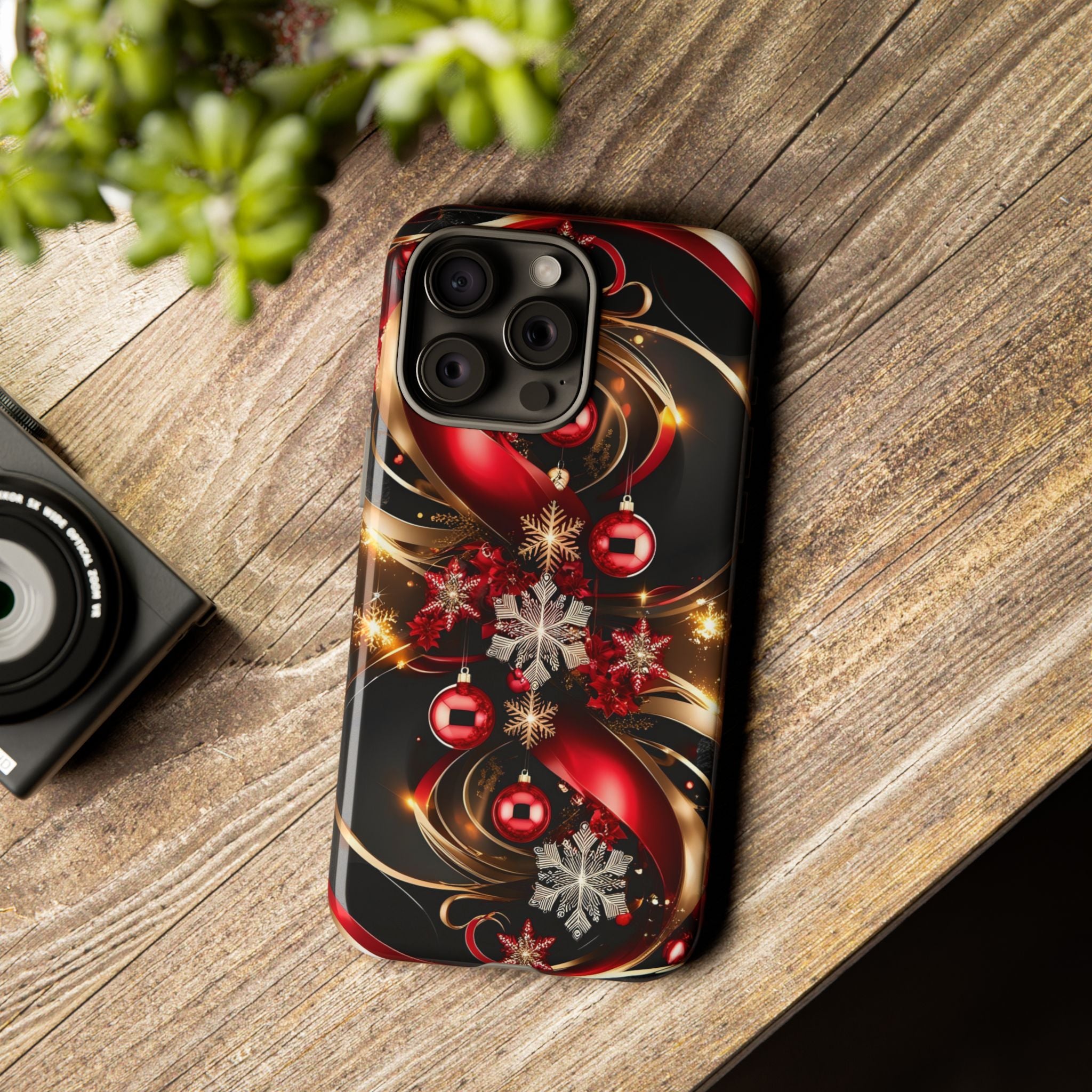 Christmas Red and Gold Phone Case - Tough Cases for Holiday Cheer