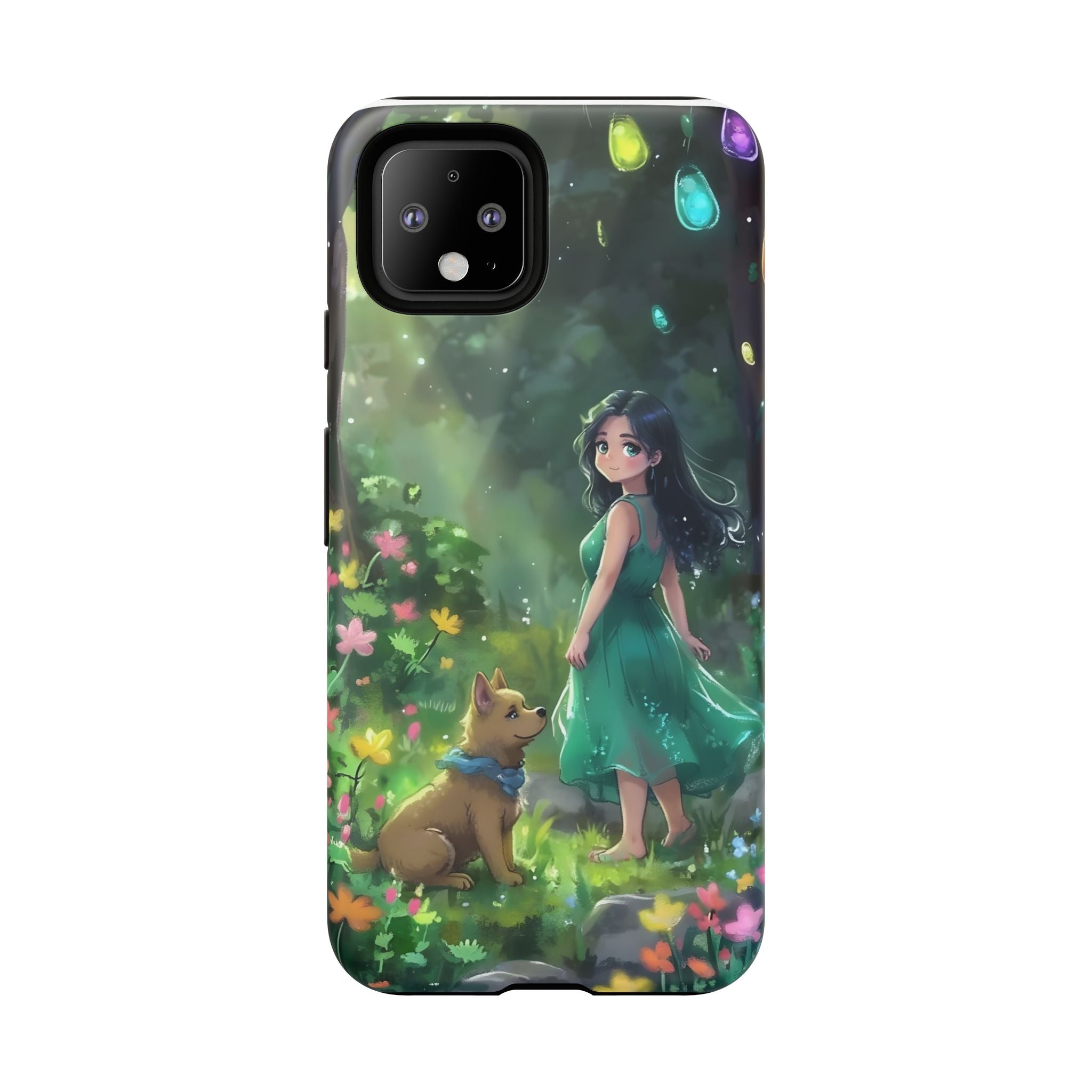 Whimsical Phone Case with Nature and Dog Artwork