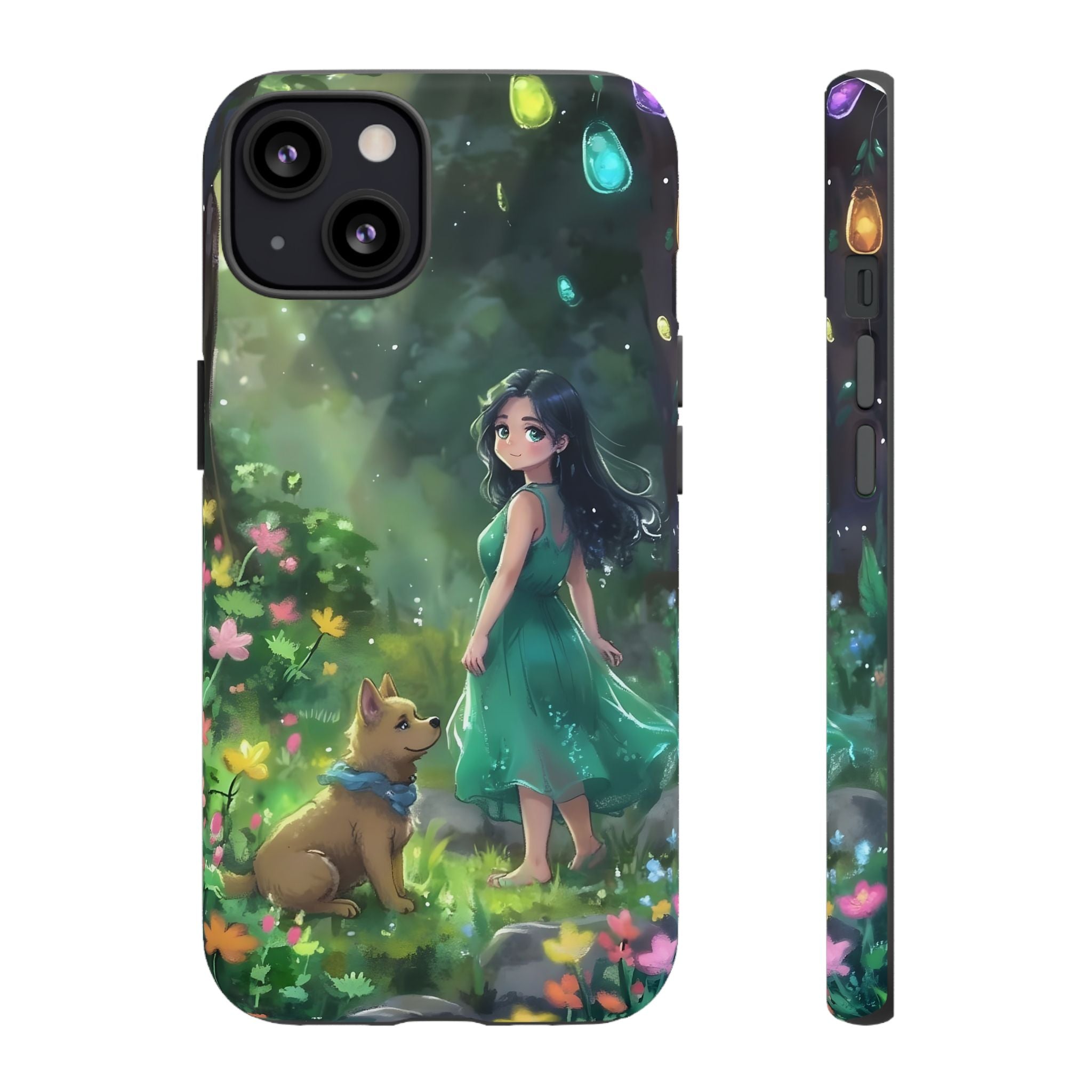Whimsical Phone Case with Nature and Dog Artwork