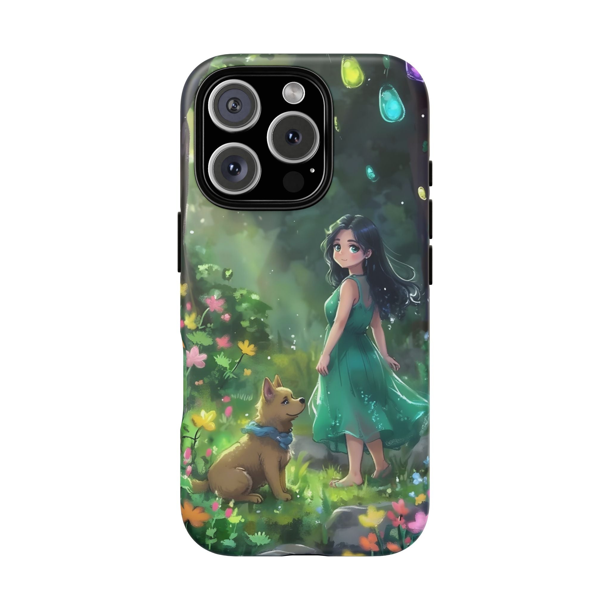 Whimsical Phone Case with Nature and Dog Artwork