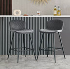Set of 2 Soft Velvet Seat Bar Chairs with Metal Legs