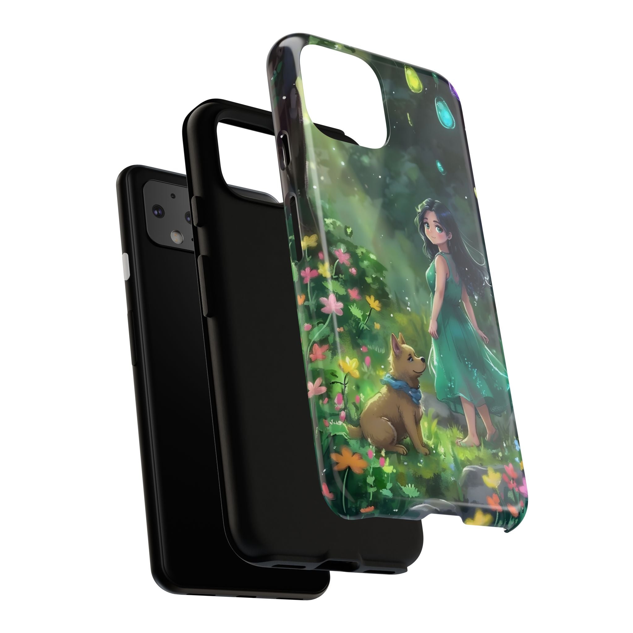 Whimsical Phone Case with Nature and Dog Artwork