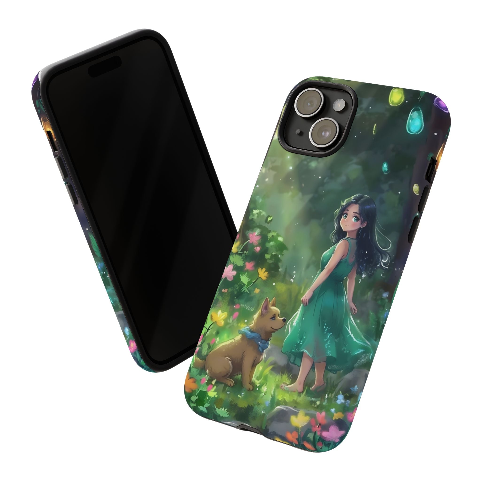 Whimsical Phone Case with Nature and Dog Artwork