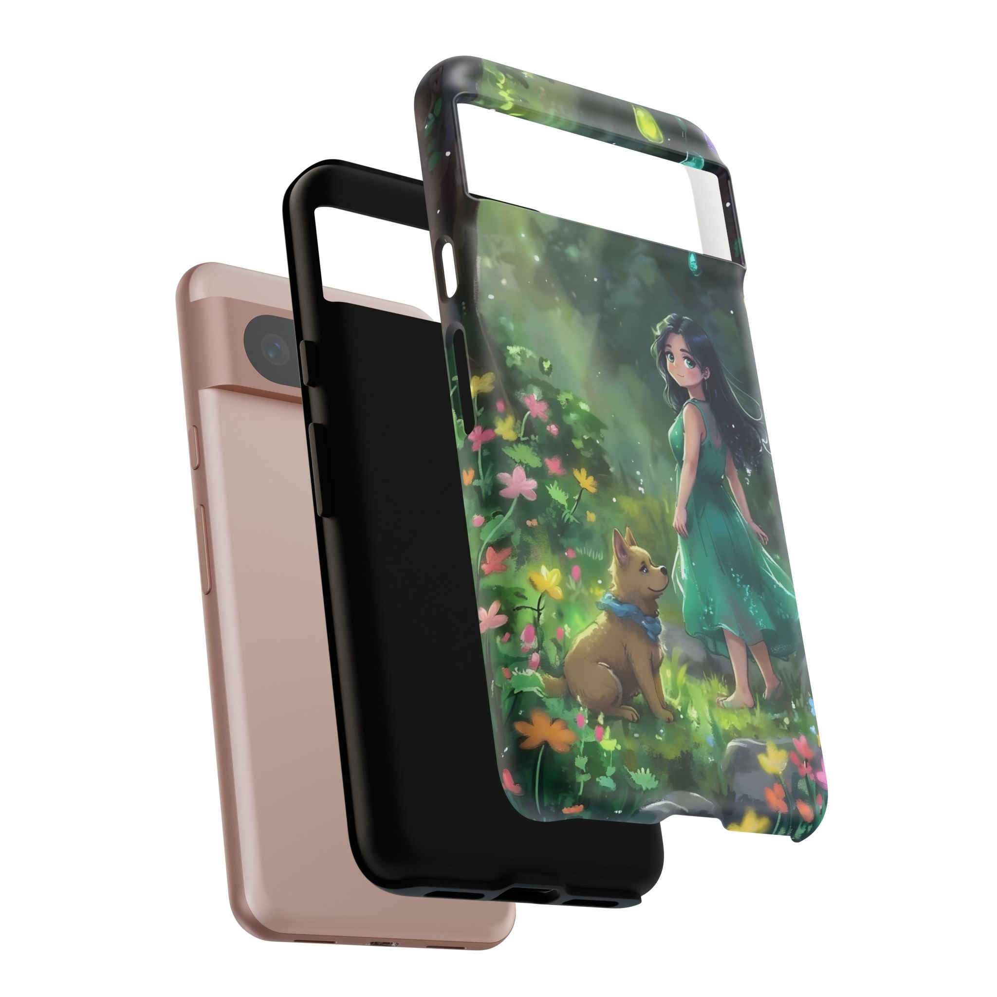 Whimsical Phone Case with Nature and Dog Artwork