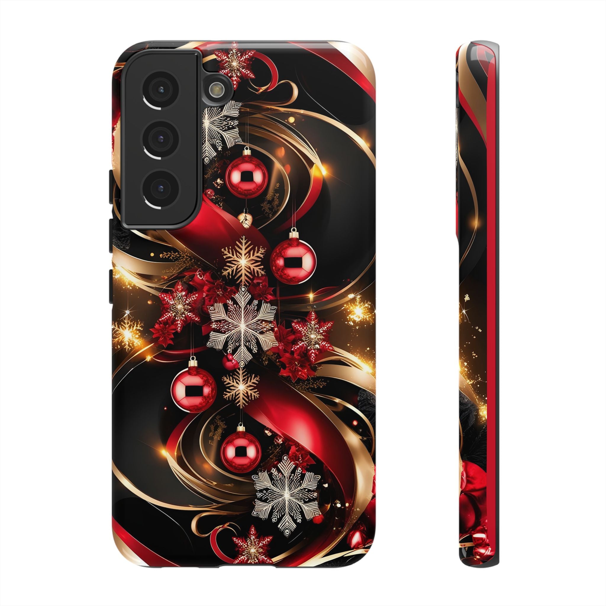 Christmas Red and Gold Phone Case - Tough Cases for Holiday Cheer