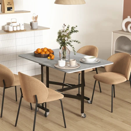 HOMCOM Folding Table for 4-6 People with 6 Stools, Wood and Aluminum, 120x80x73 cm, Gray