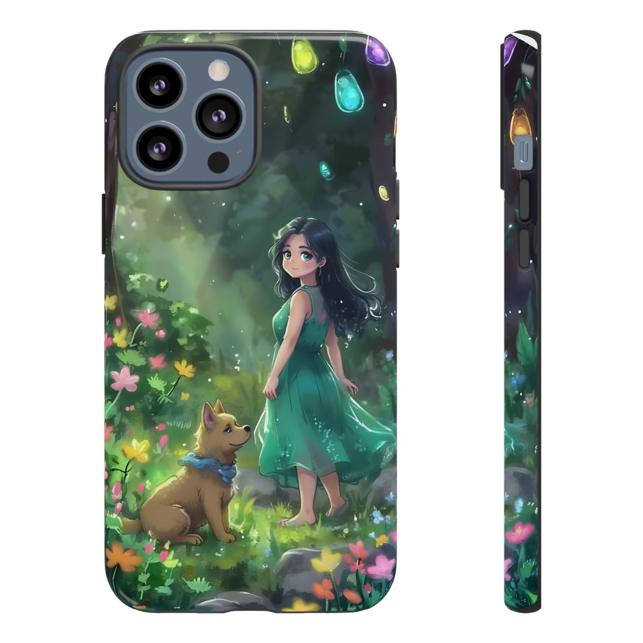 Whimsical Phone Case with Nature and Dog Artwork