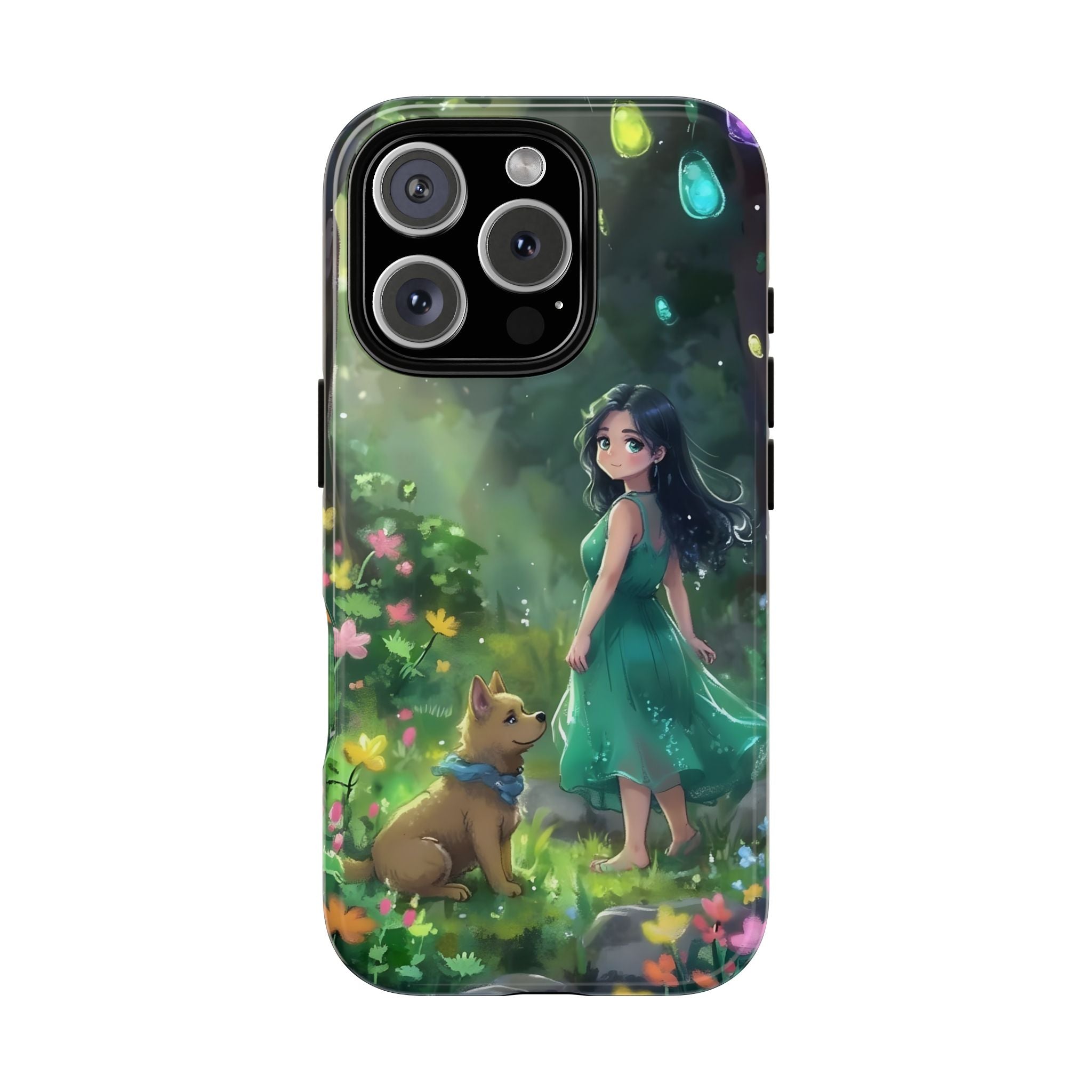 Whimsical Phone Case with Nature and Dog Artwork