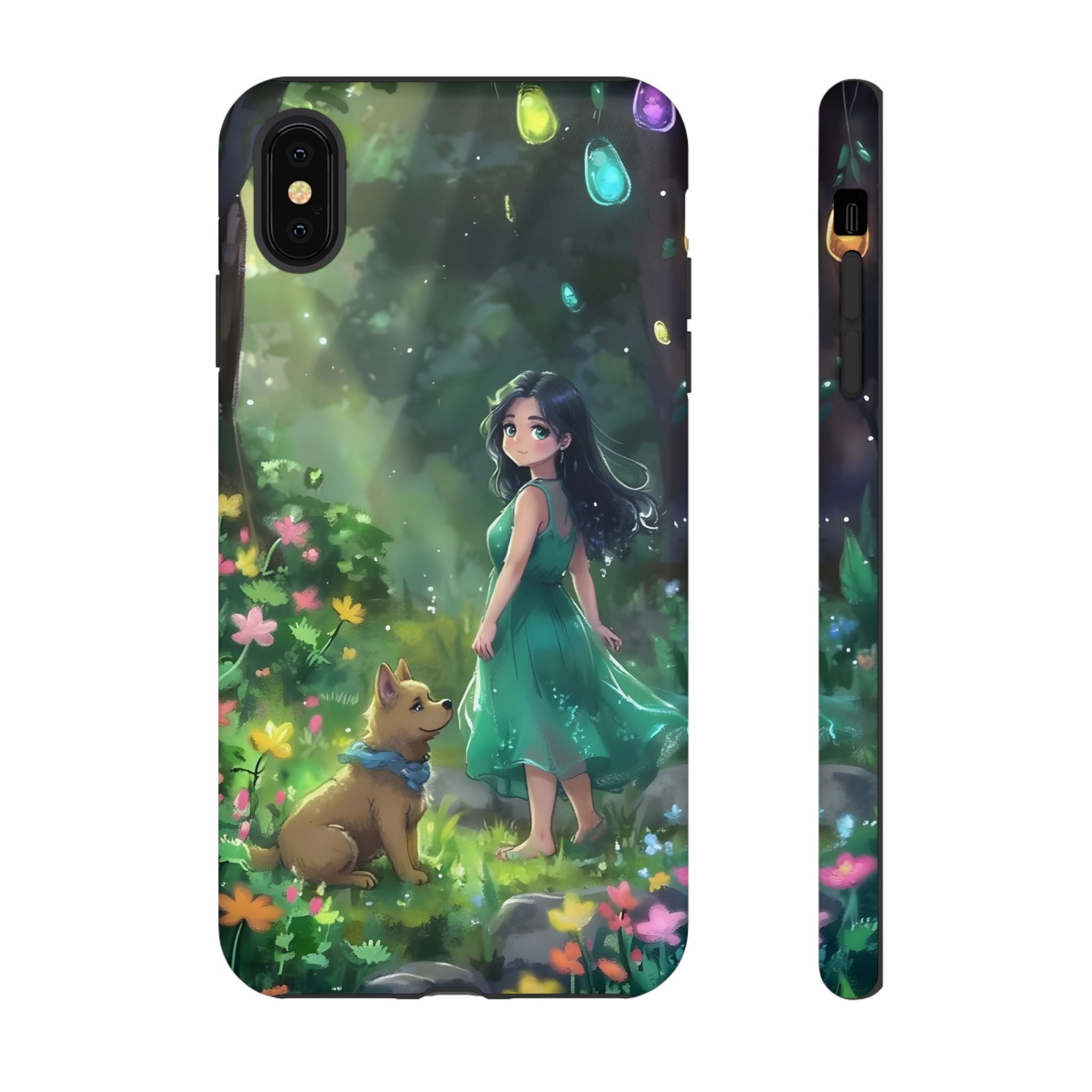 Whimsical Phone Case with Nature and Dog Artwork