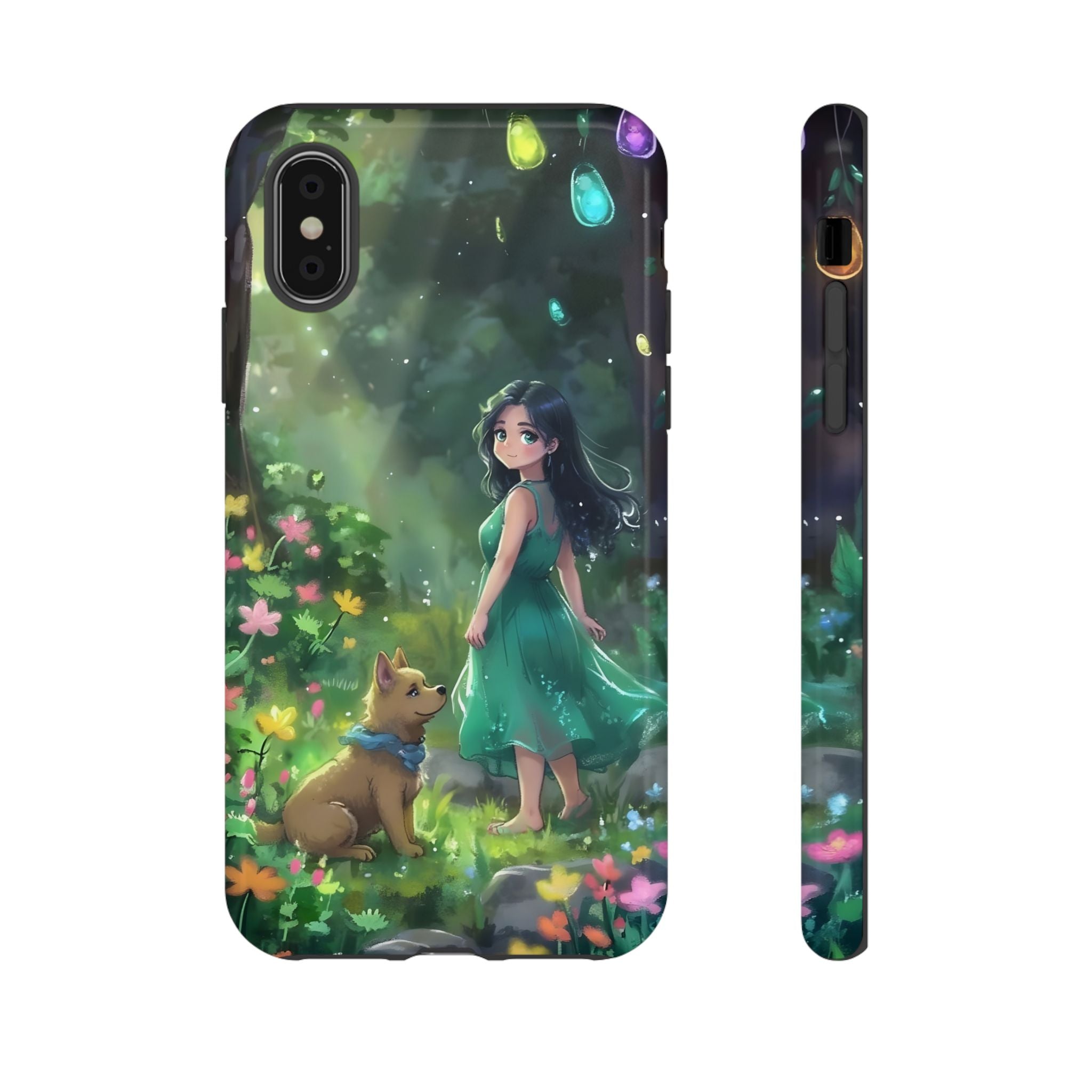 Whimsical Phone Case with Nature and Dog Artwork