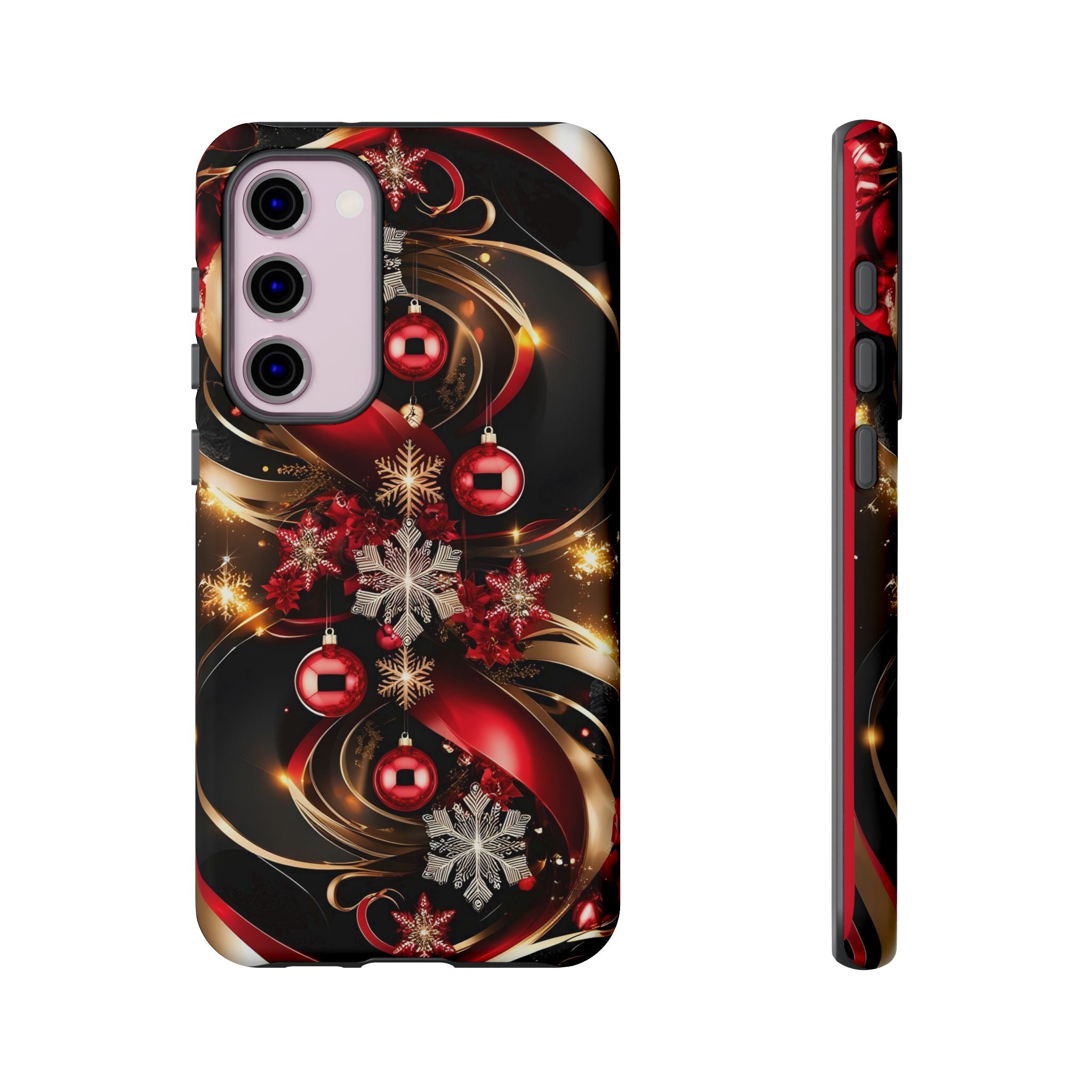 Christmas Red and Gold Phone Case - Tough Cases for Holiday Cheer