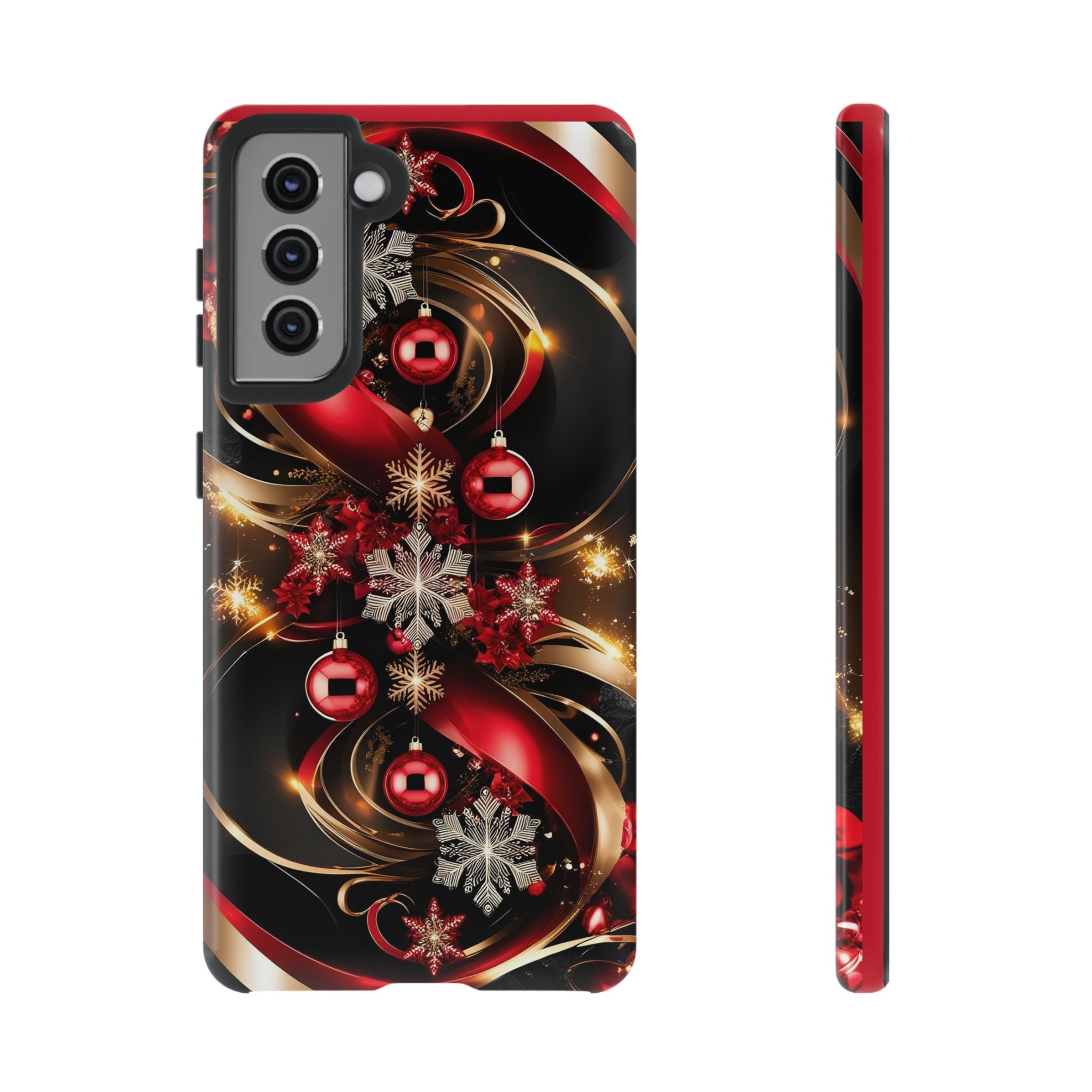 Christmas Red and Gold Phone Case - Tough Cases for Holiday Cheer
