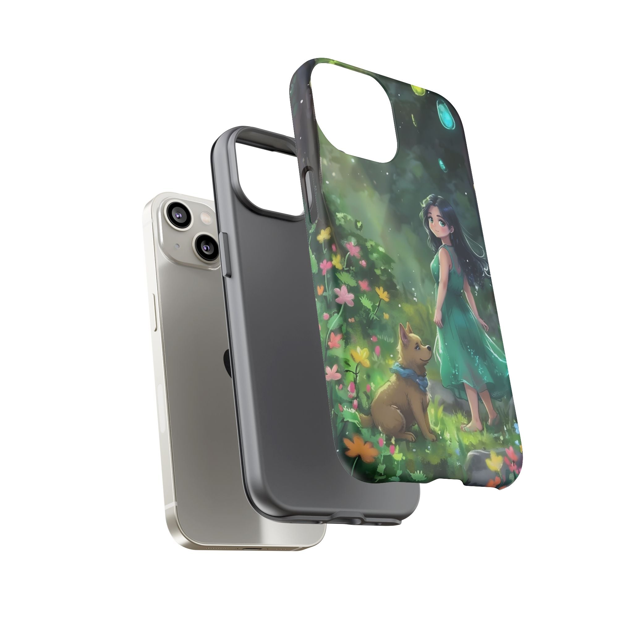 Whimsical Phone Case with Nature and Dog Artwork