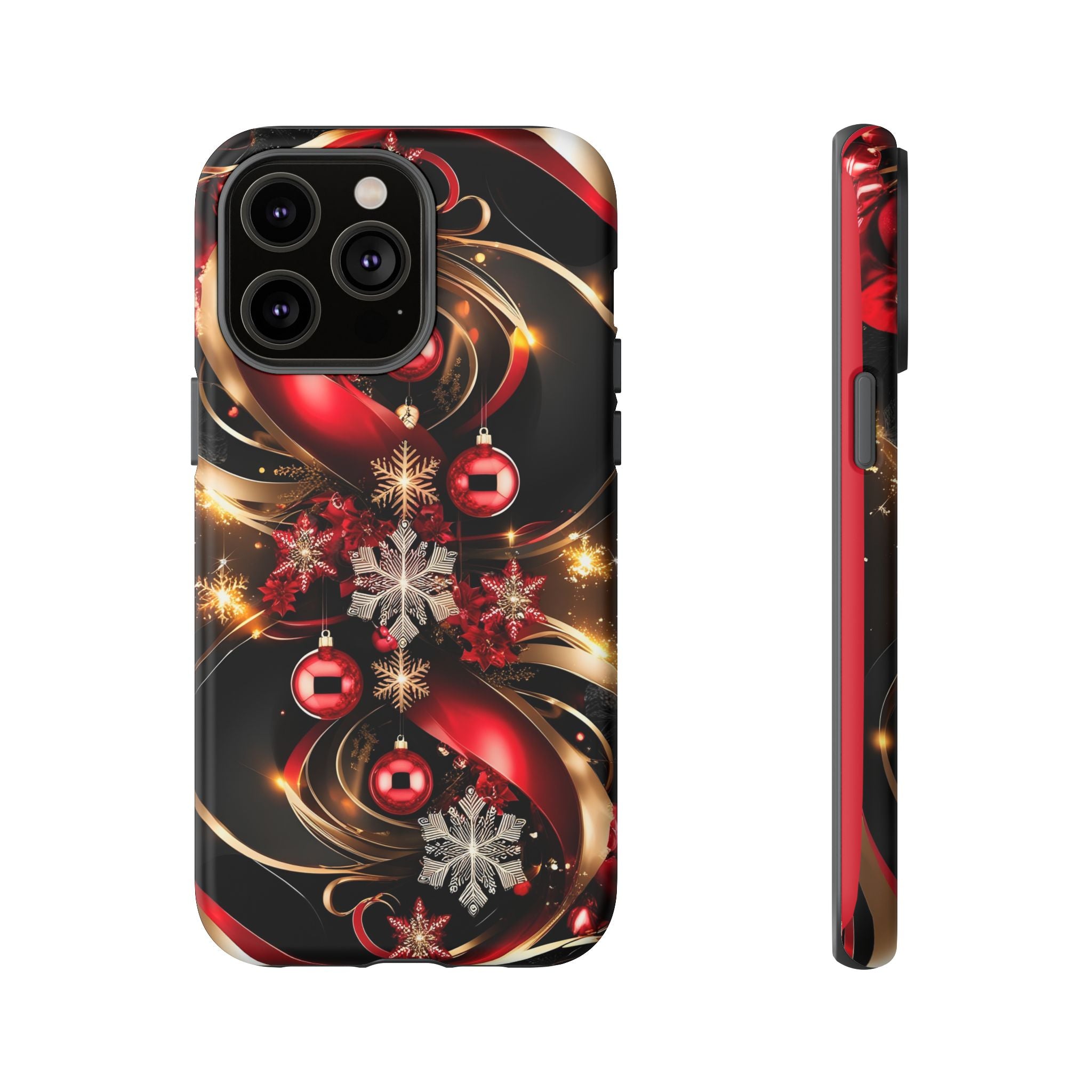 Christmas Red and Gold Phone Case - Tough Cases for Holiday Cheer