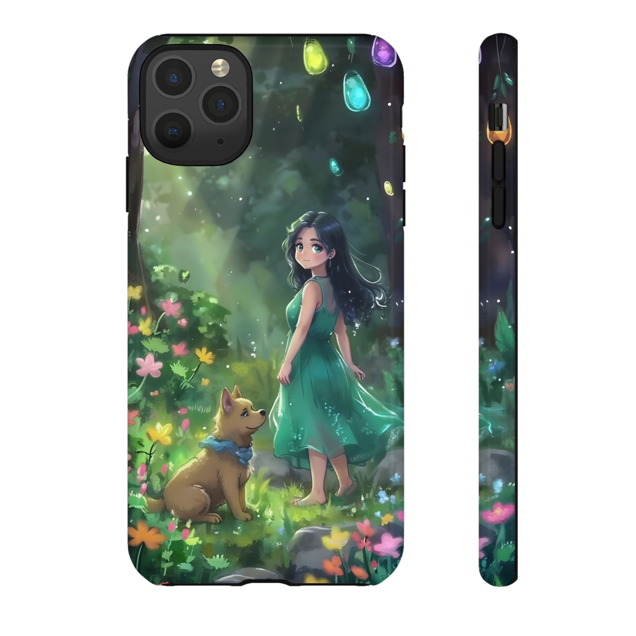 Whimsical Phone Case with Nature and Dog Artwork