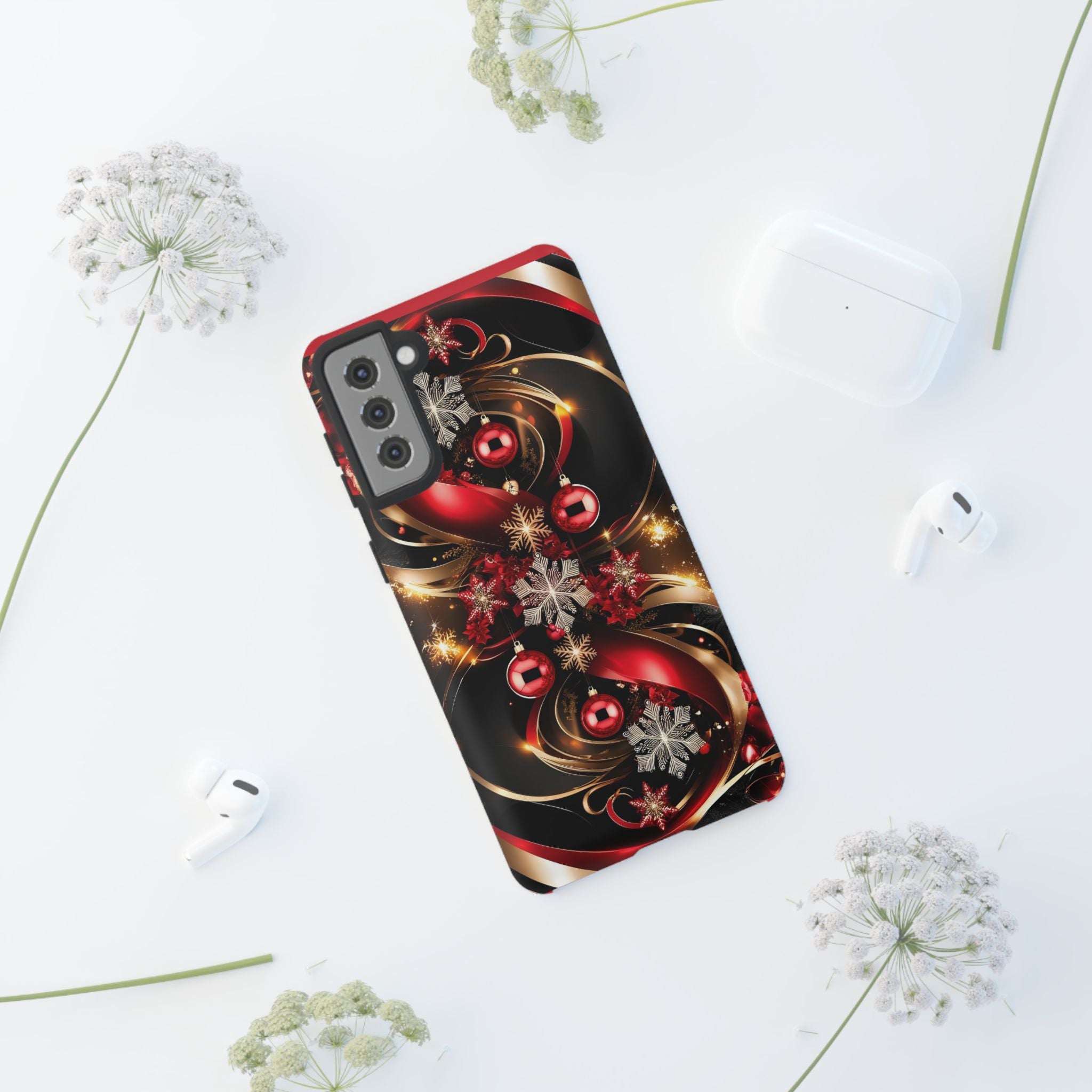 Christmas Red and Gold Phone Case - Tough Cases for Holiday Cheer
