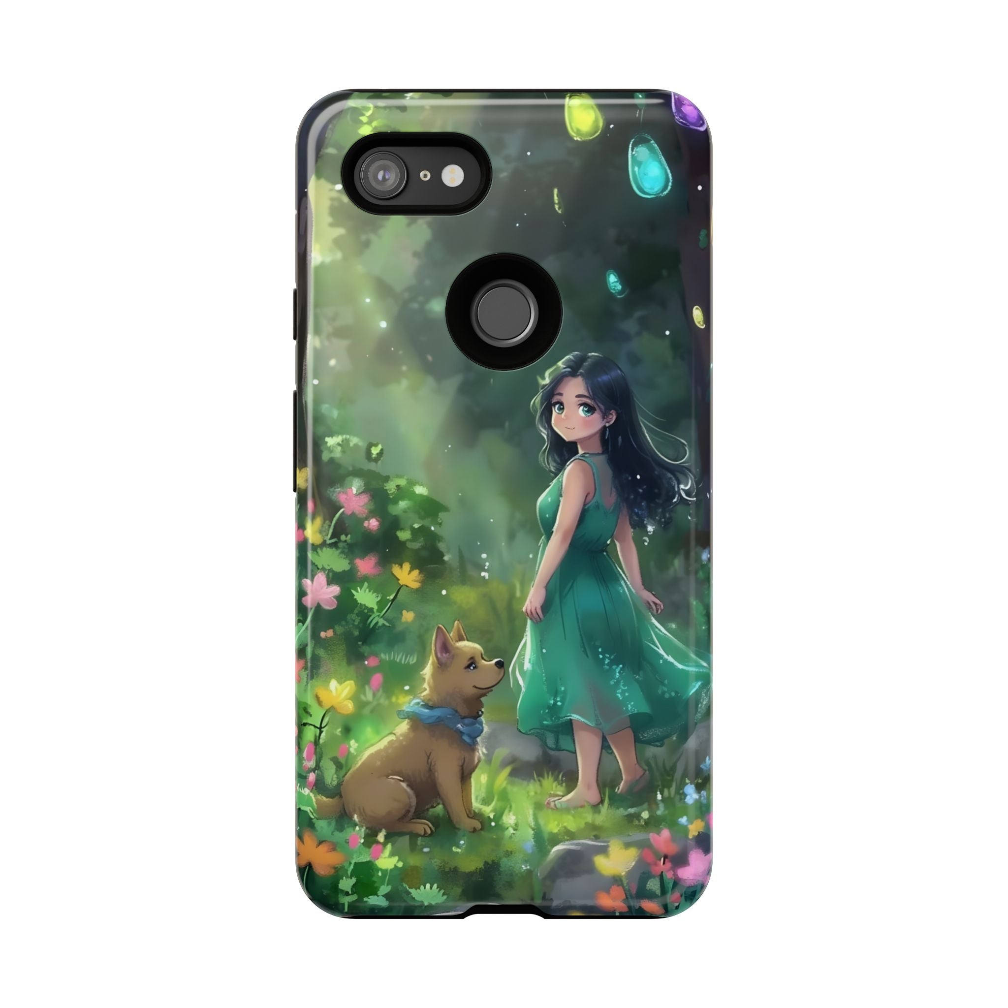 Whimsical Phone Case with Nature and Dog Artwork