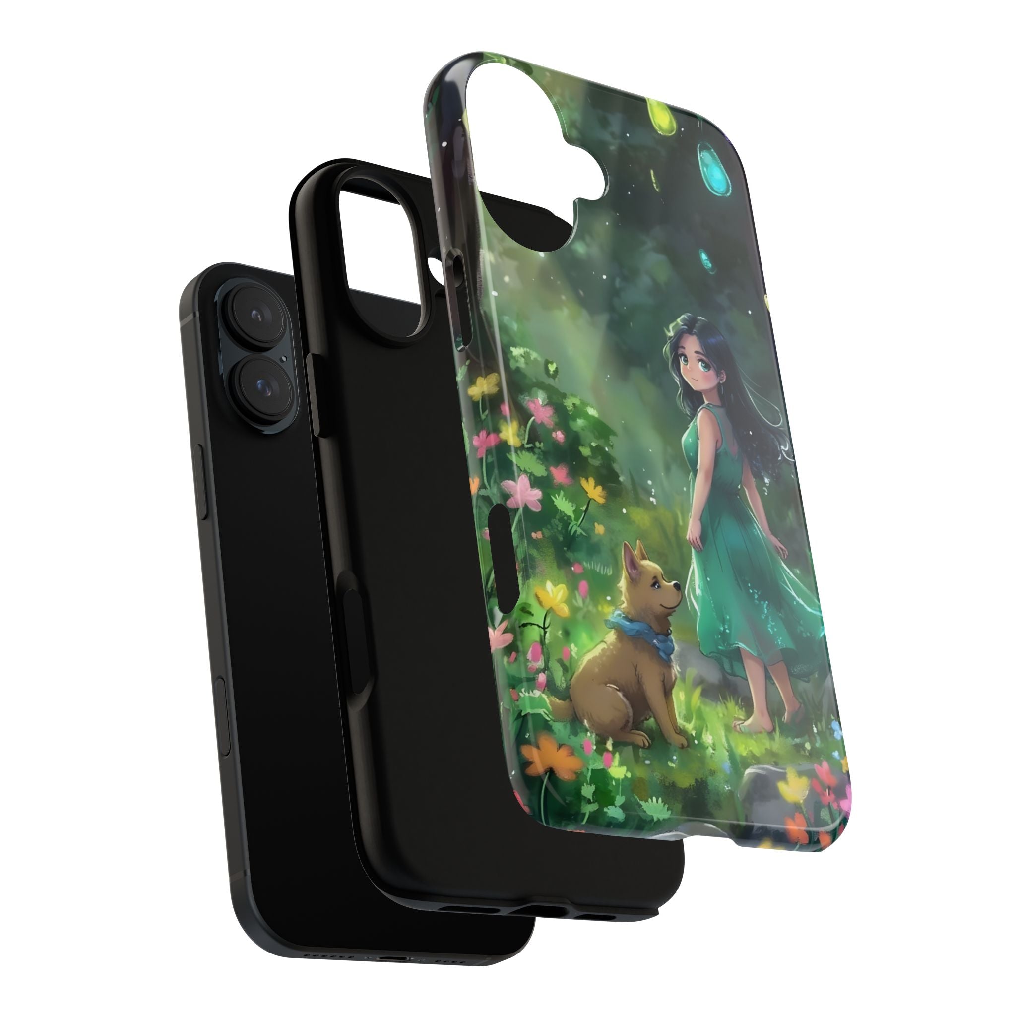 Whimsical Phone Case with Nature and Dog Artwork