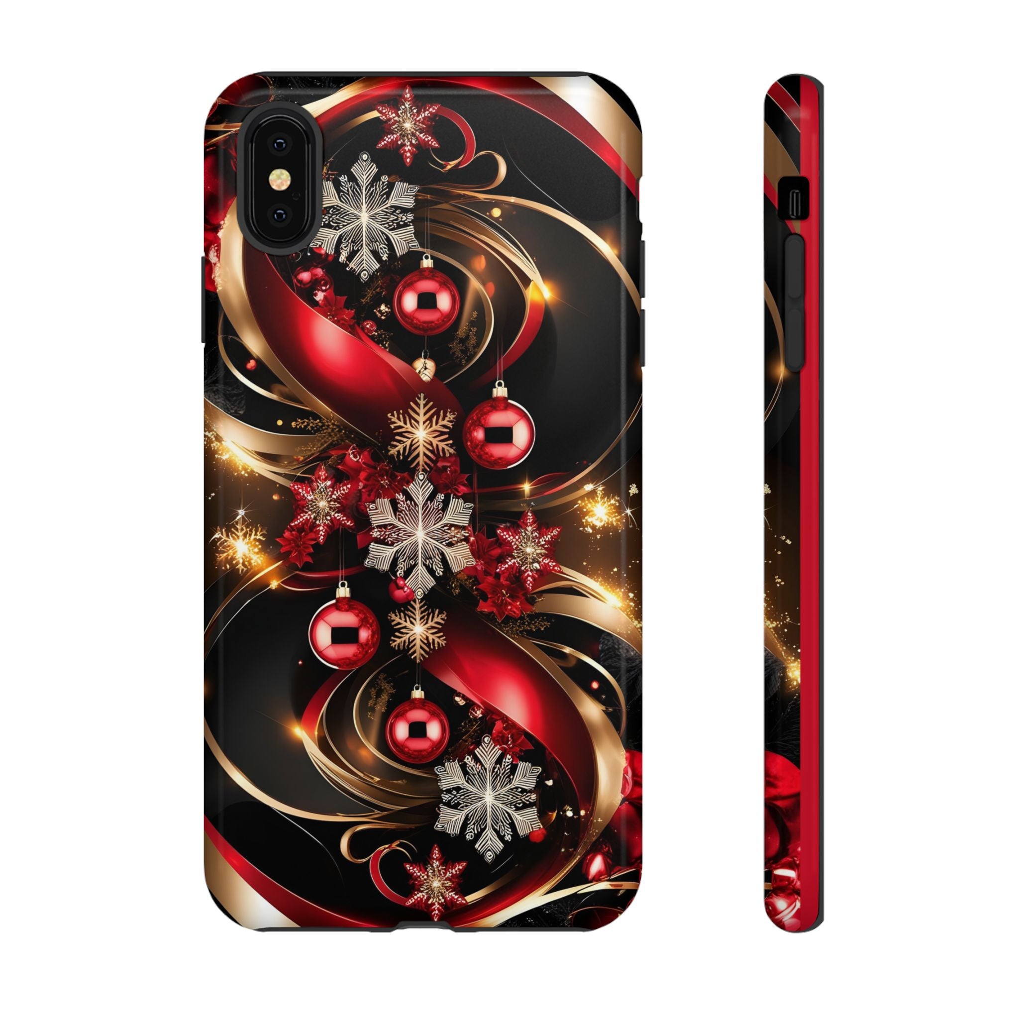 Christmas Red and Gold Phone Case - Tough Cases for Holiday Cheer