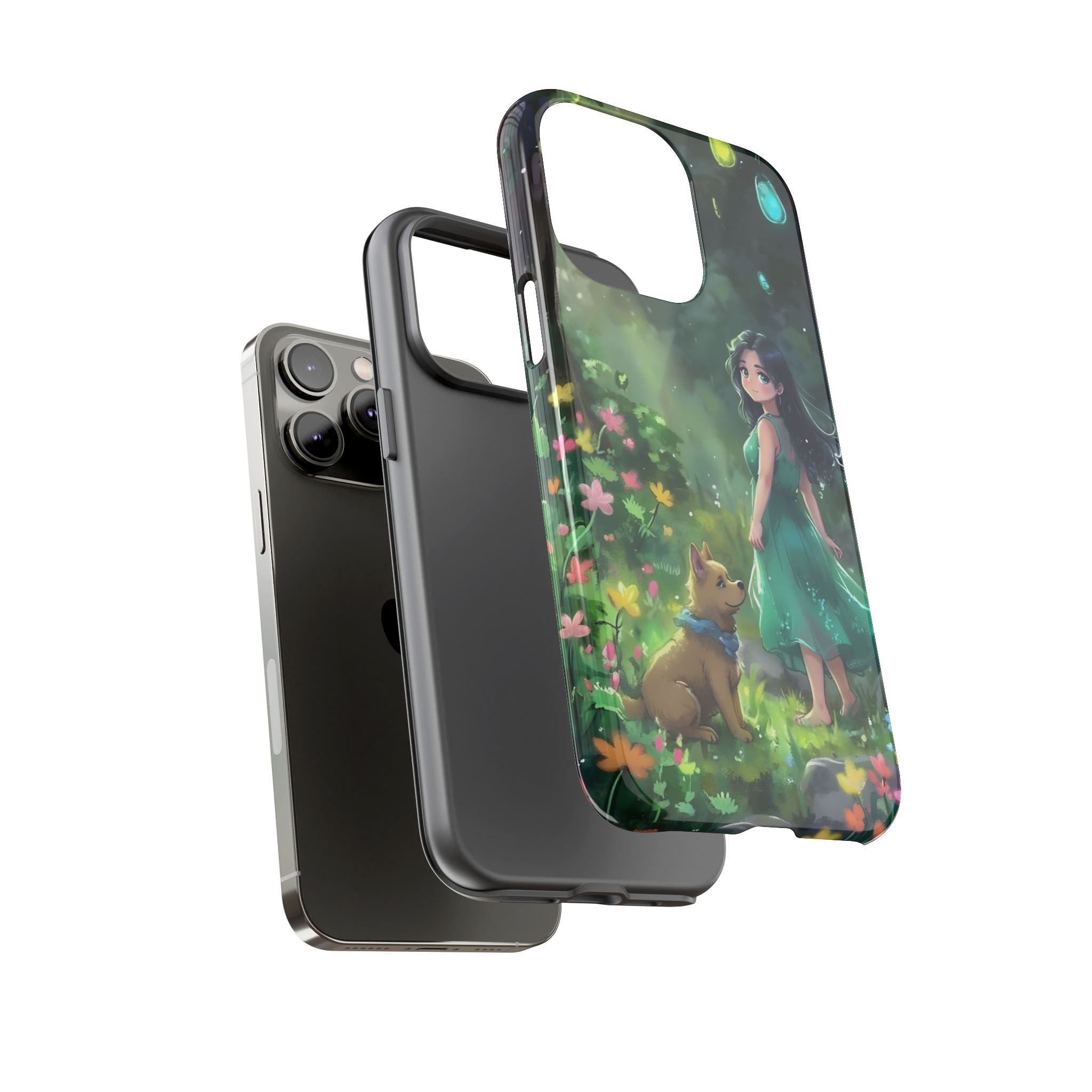 Whimsical Phone Case with Nature and Dog Artwork