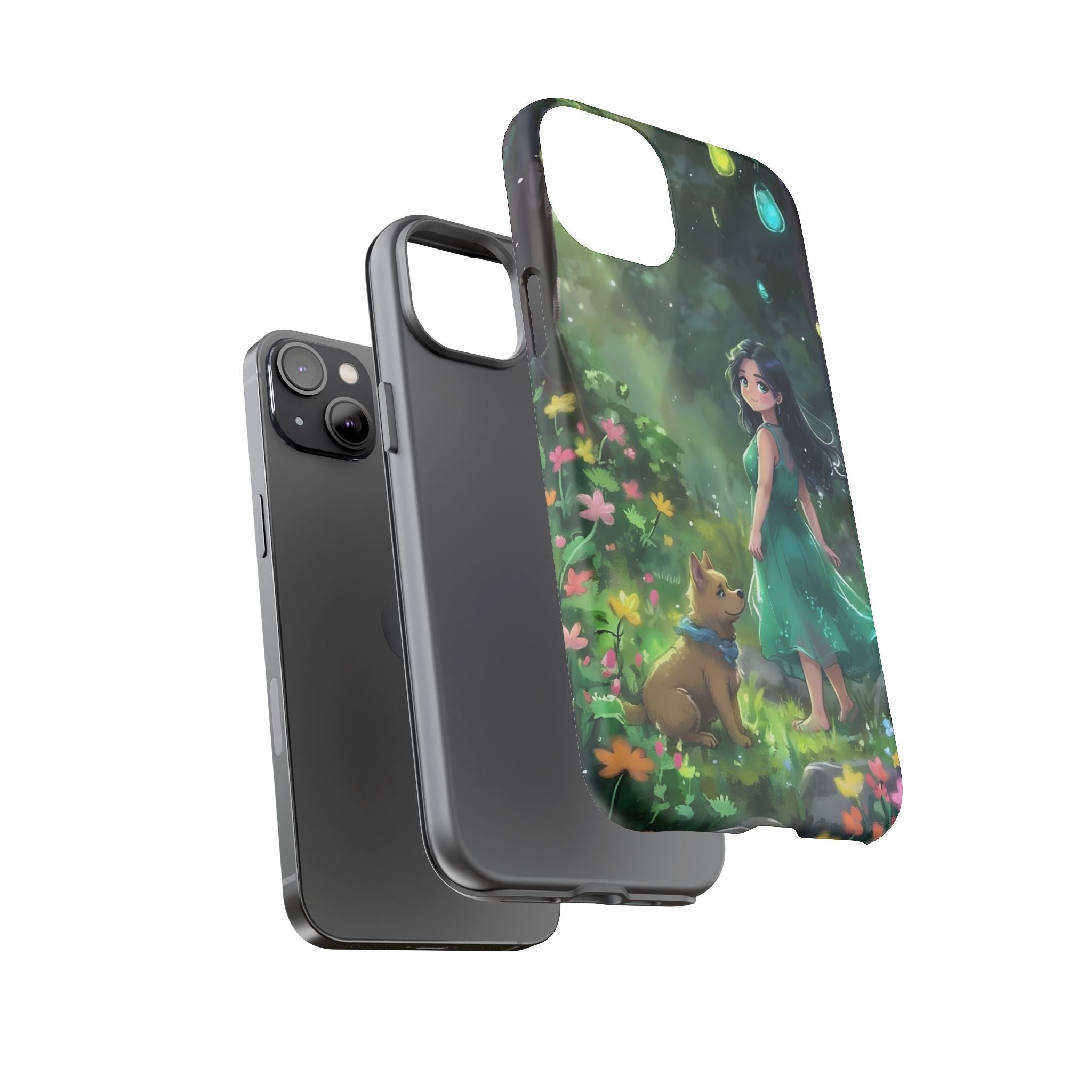 Whimsical Phone Case with Nature and Dog Artwork