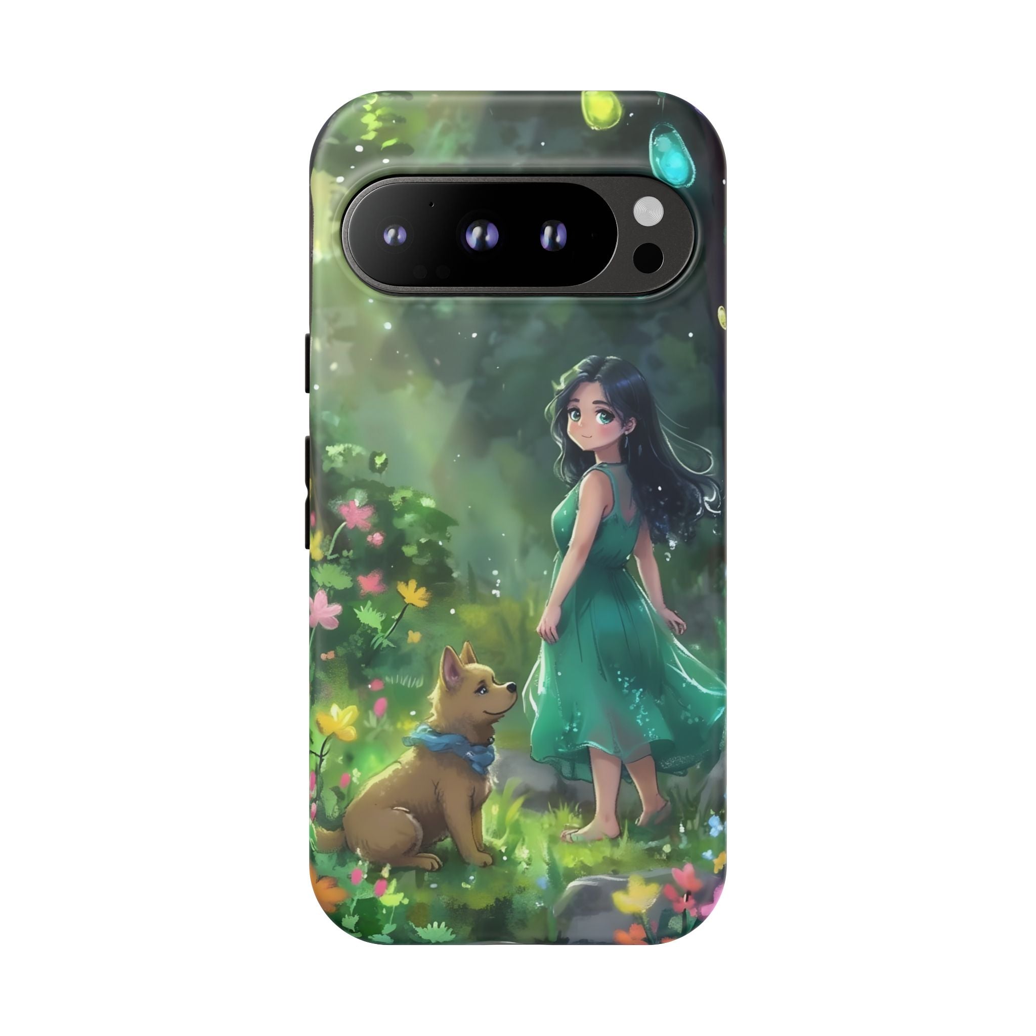 Whimsical Phone Case with Nature and Dog Artwork