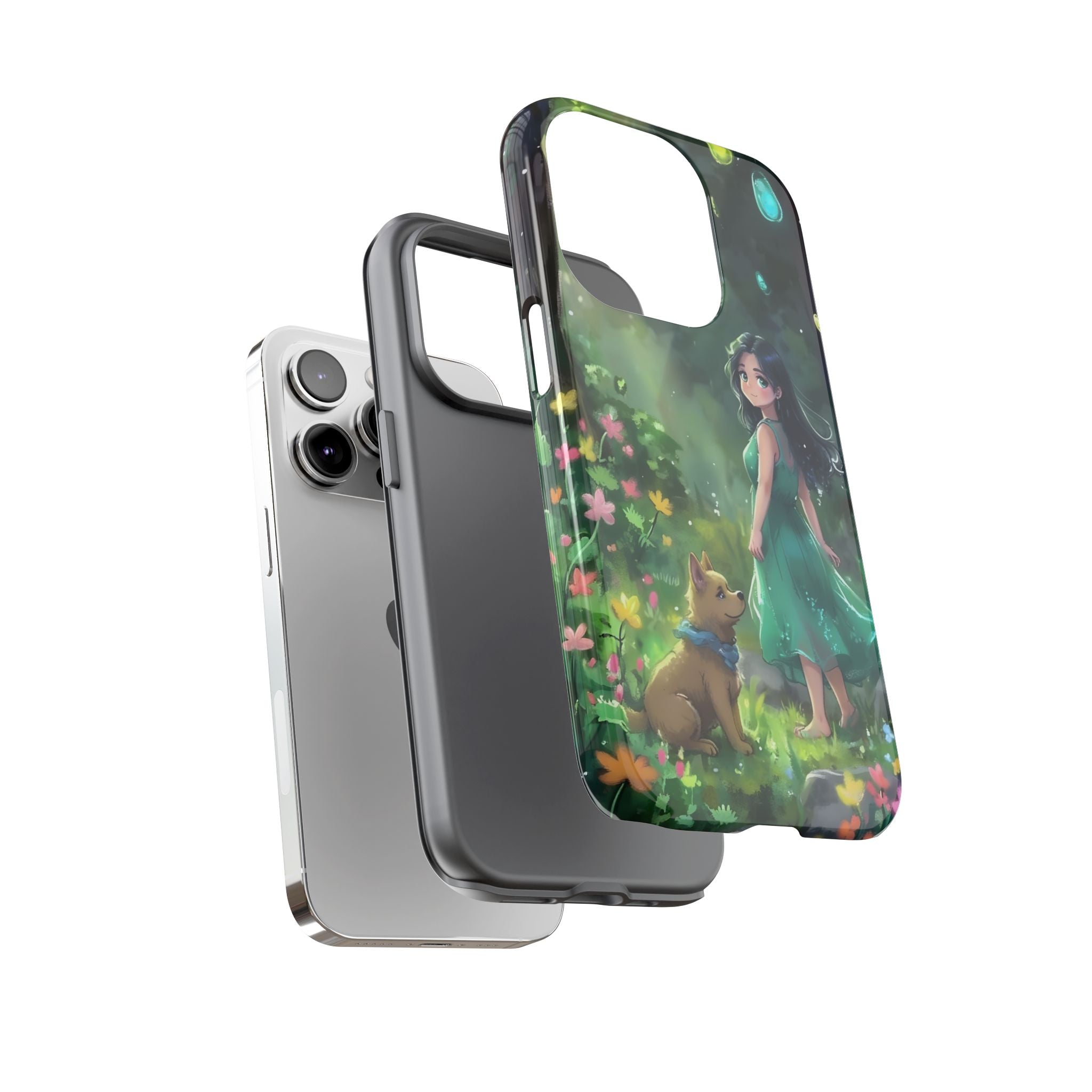 Whimsical Phone Case with Nature and Dog Artwork