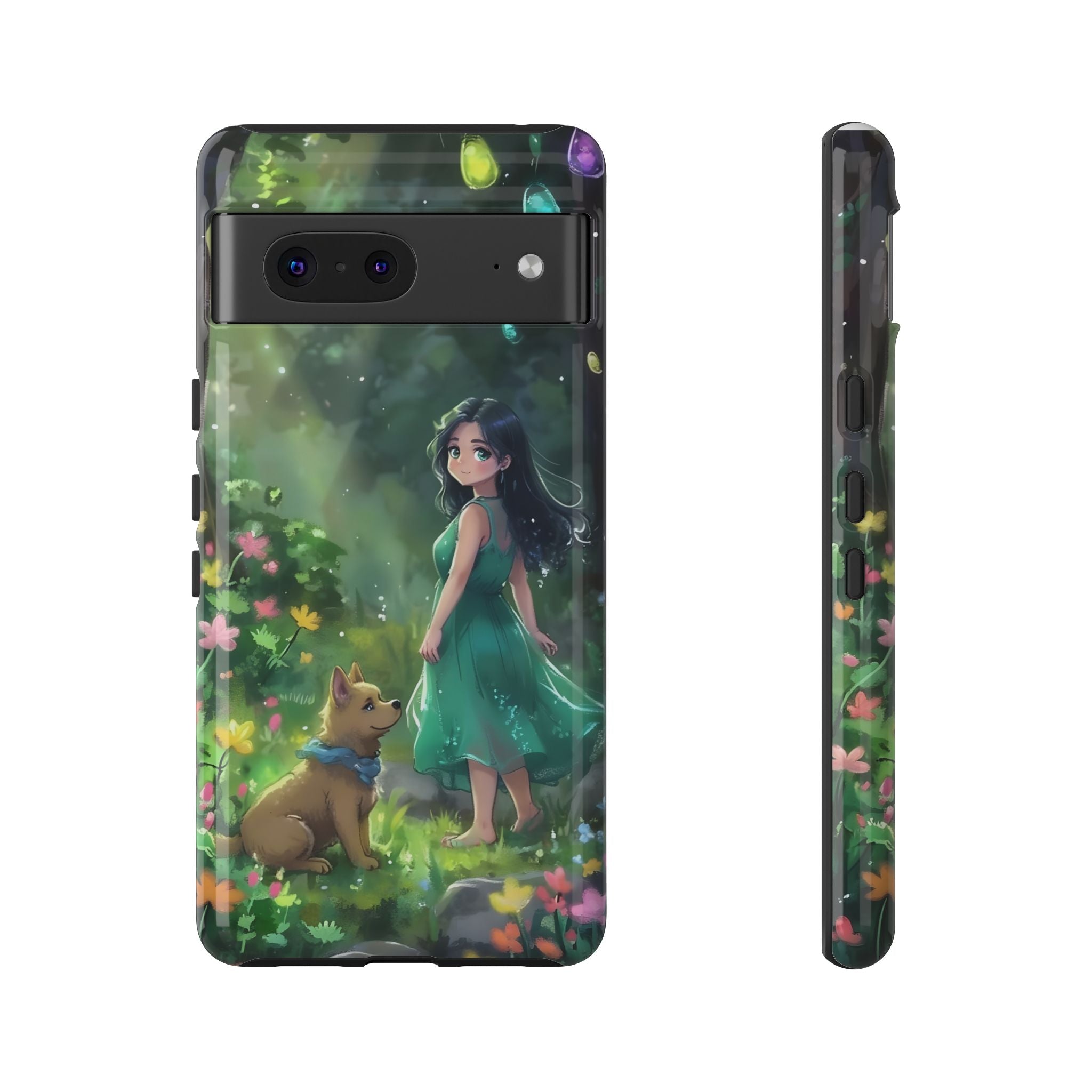 Whimsical Phone Case with Nature and Dog Artwork