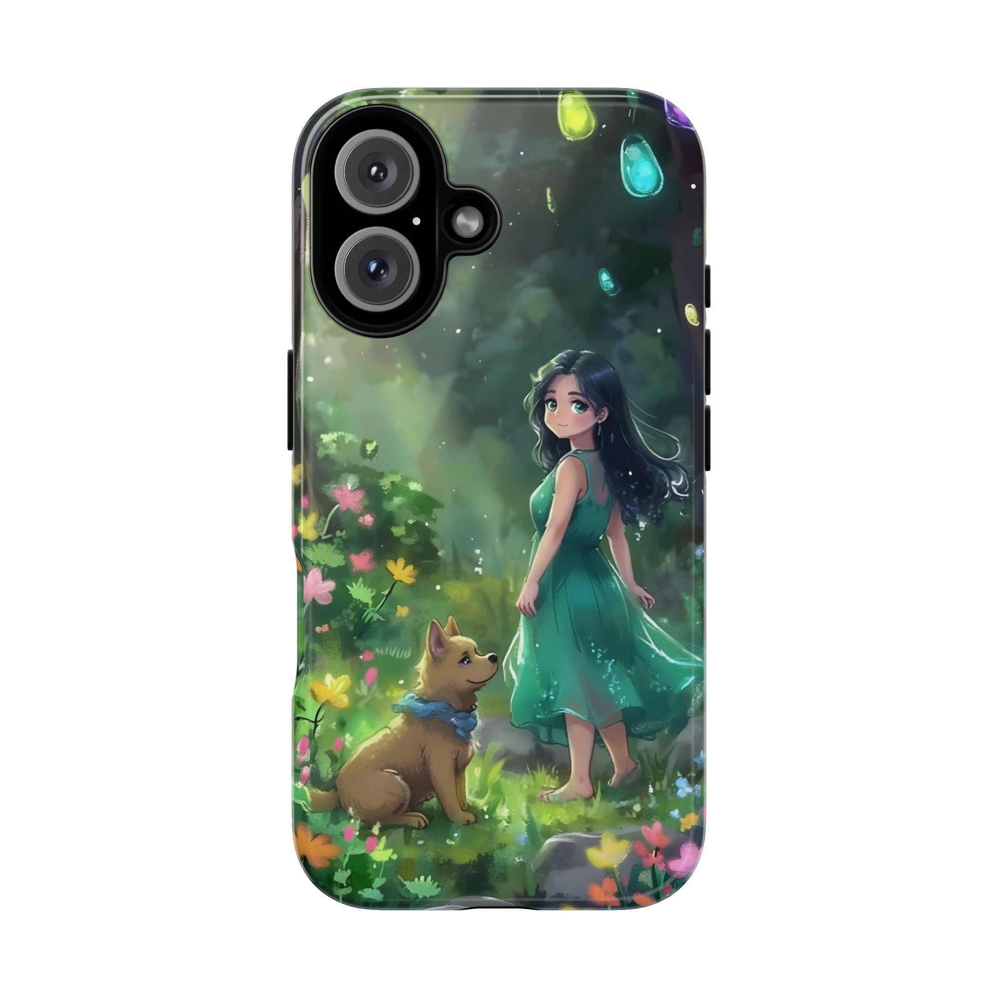 Whimsical Phone Case with Nature and Dog Artwork