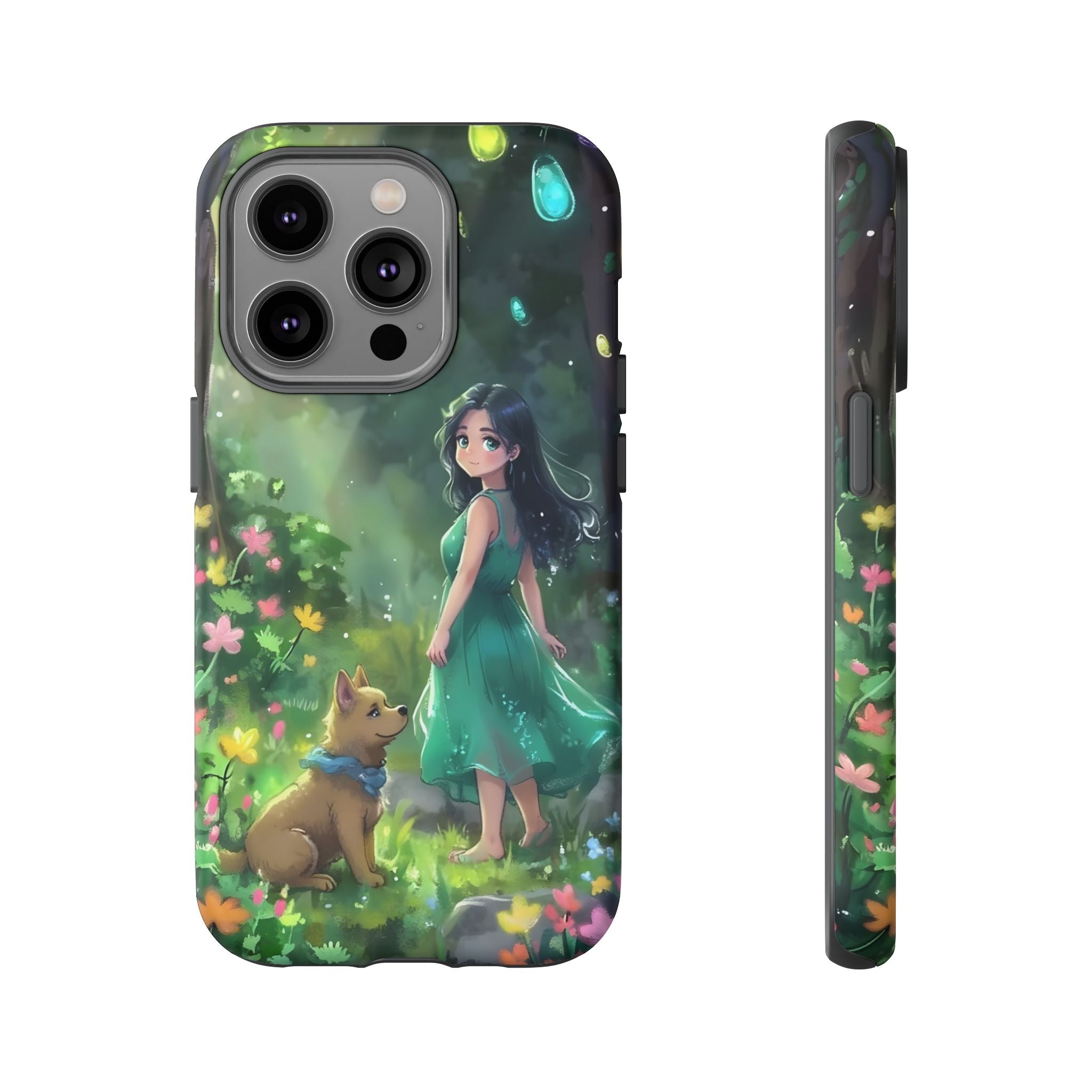 Whimsical Phone Case with Nature and Dog Artwork