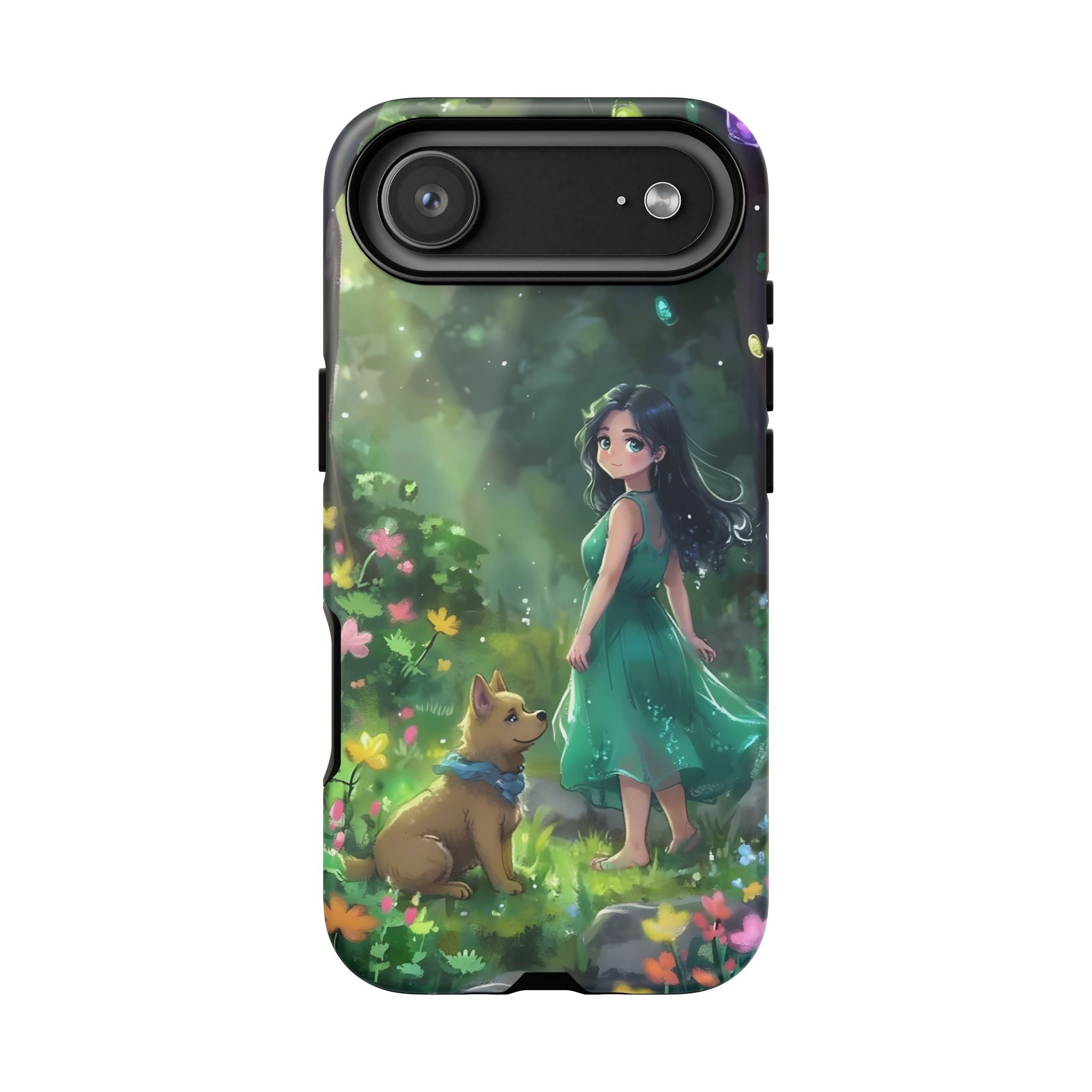 Whimsical Phone Case with Nature and Dog Artwork