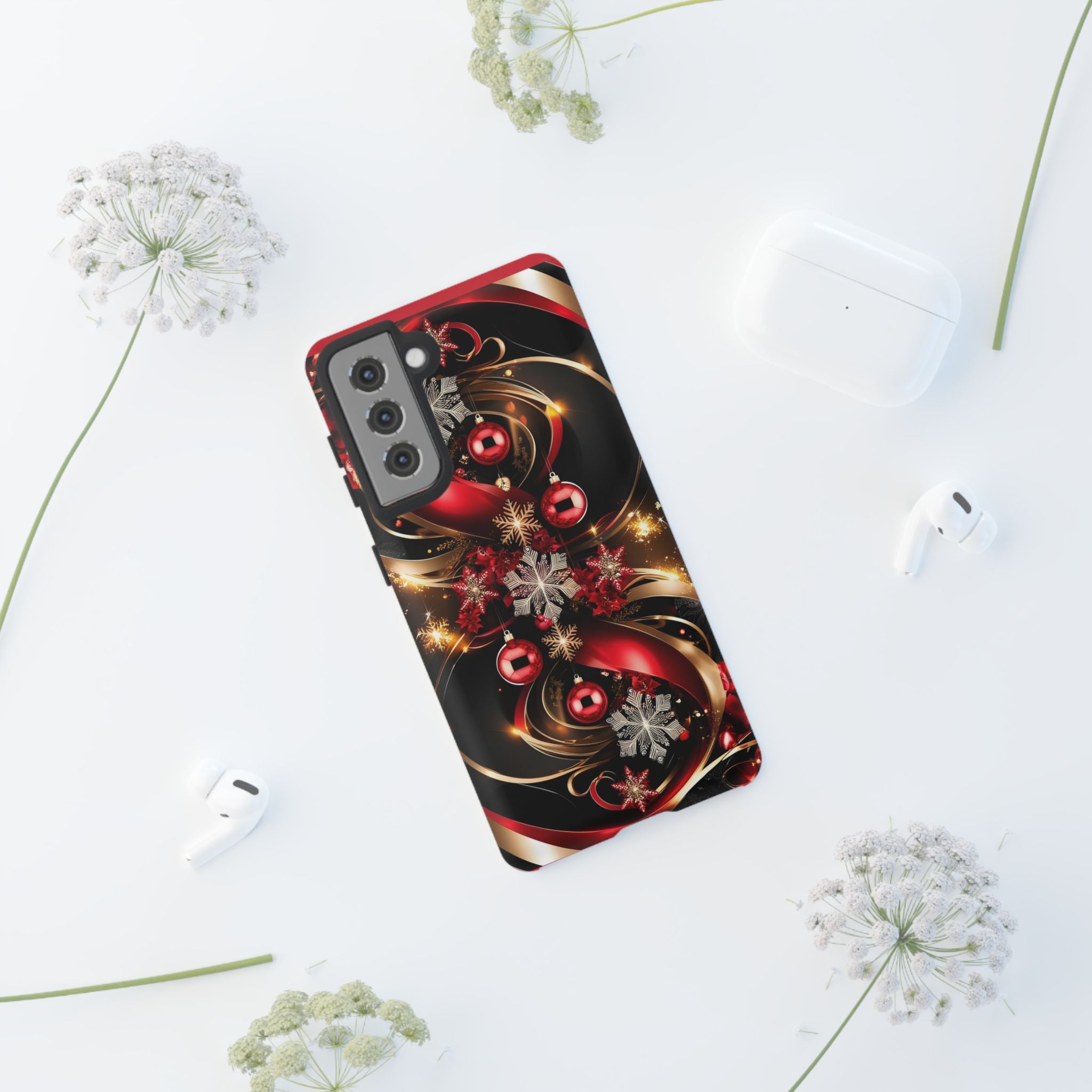 Christmas Red and Gold Phone Case - Tough Cases for Holiday Cheer
