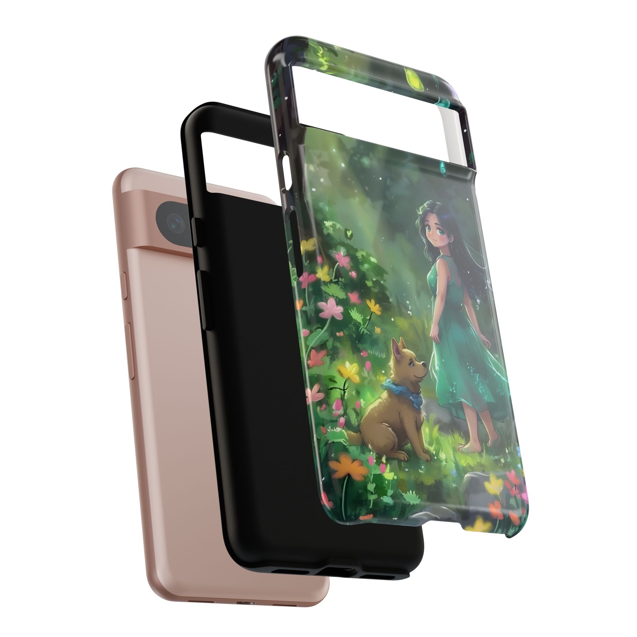 Whimsical Phone Case with Nature and Dog Artwork