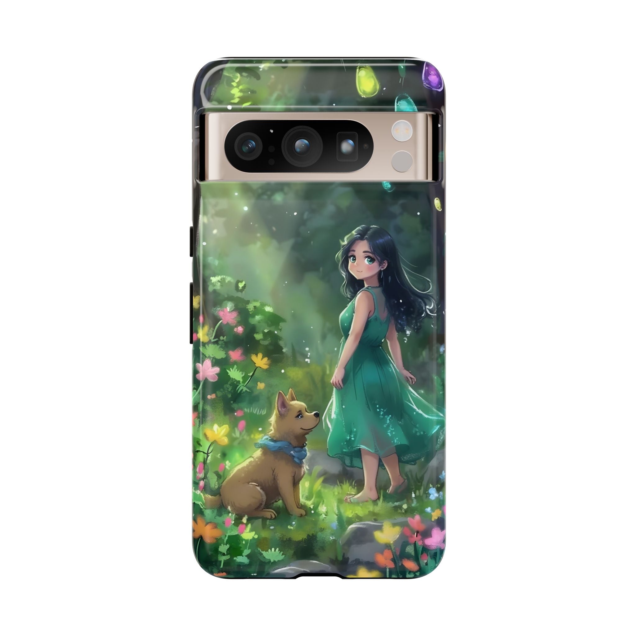 Whimsical Phone Case with Nature and Dog Artwork
