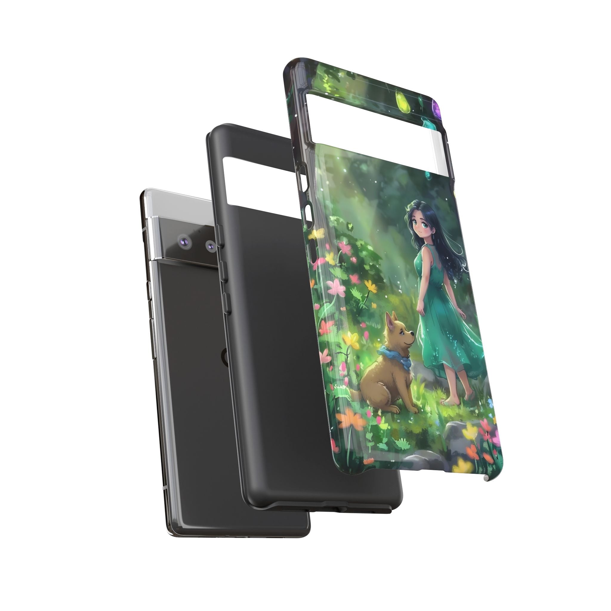 Whimsical Phone Case with Nature and Dog Artwork