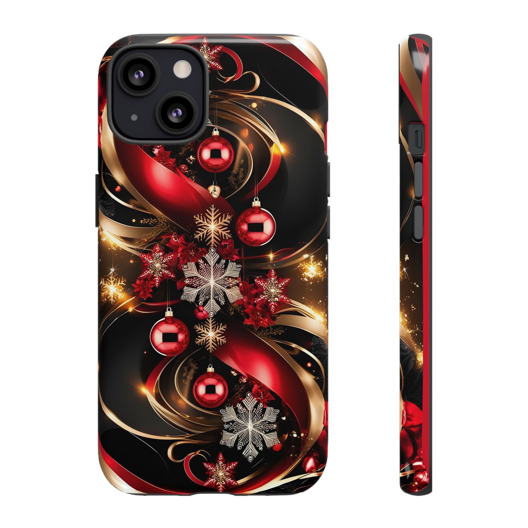 Christmas Red and Gold Phone Case - Tough Cases for Holiday Cheer