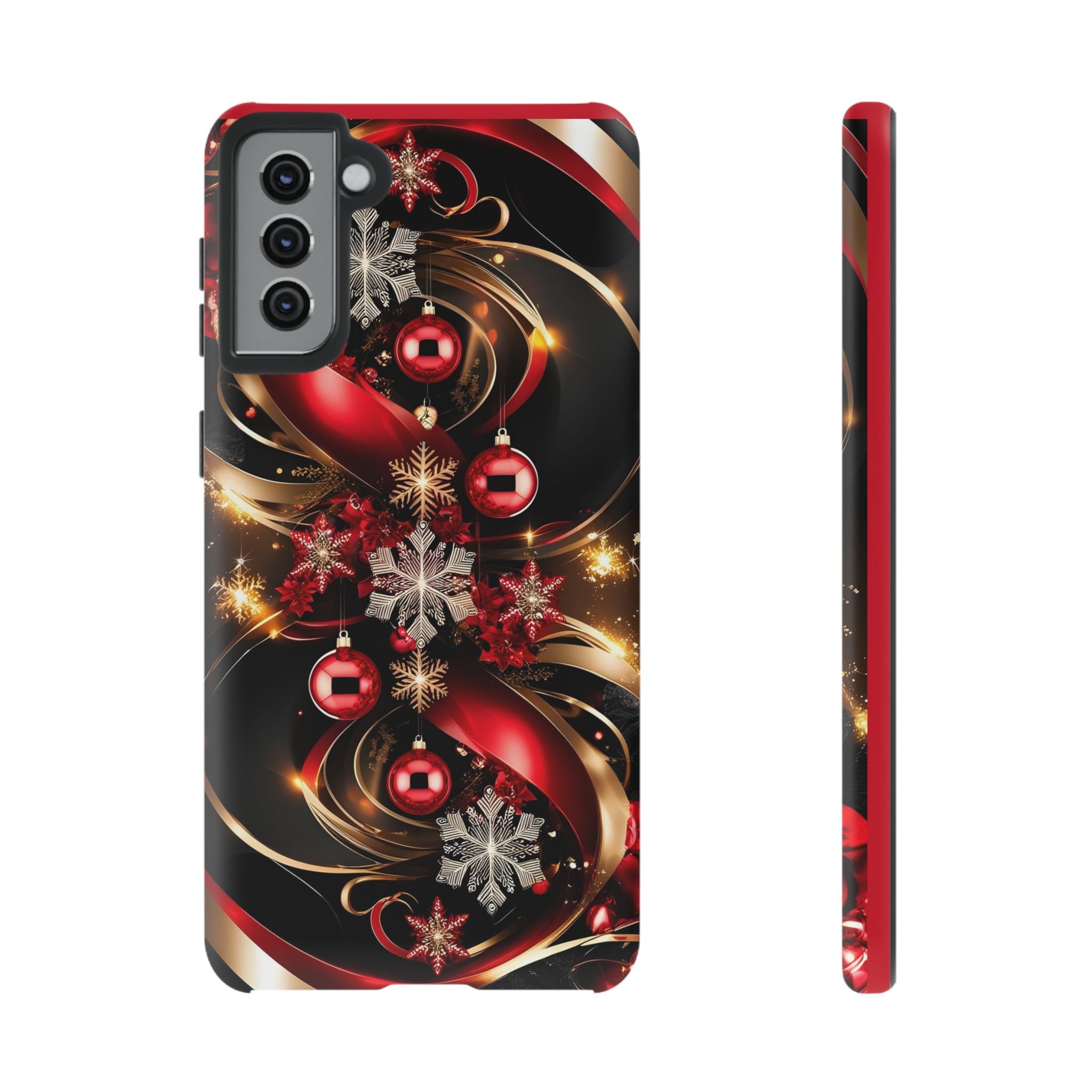 Christmas Red and Gold Phone Case - Tough Cases for Holiday Cheer
